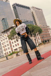 Baby Tee “AMMO” White/Animalier Yellow