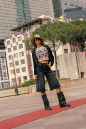 Baby Tee “AMMO” White/Animalier Yellow