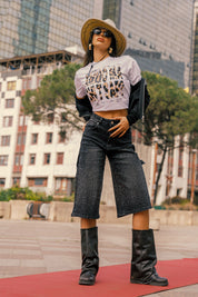 Baby Tee “AMMO” White/Animalier Yellow