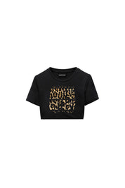 Baby Tee "AMMO" Black/Animalier Yellow
