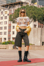 Baby Tee "AMMO" White/Cow Yellow