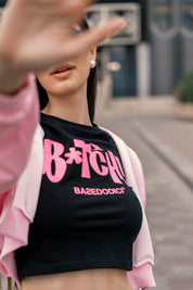 Baby Tee “DIVA” B*tch Glitter Black/Pink