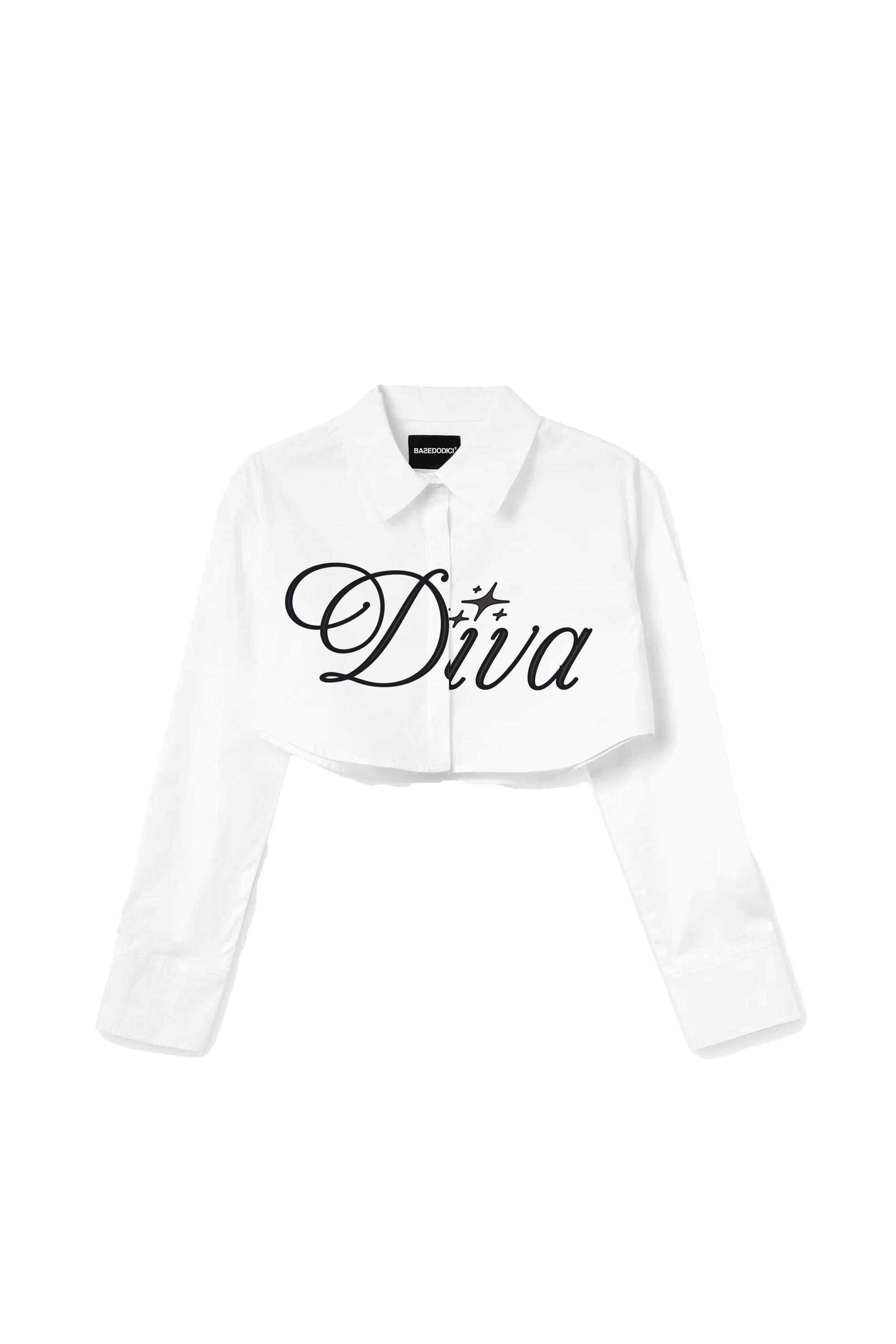 Crop Shirt “DIVA” Italic White