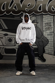 “COMFY” Hoodie Graffiti White