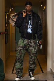 "WORLD TOUR" Bomber Black look