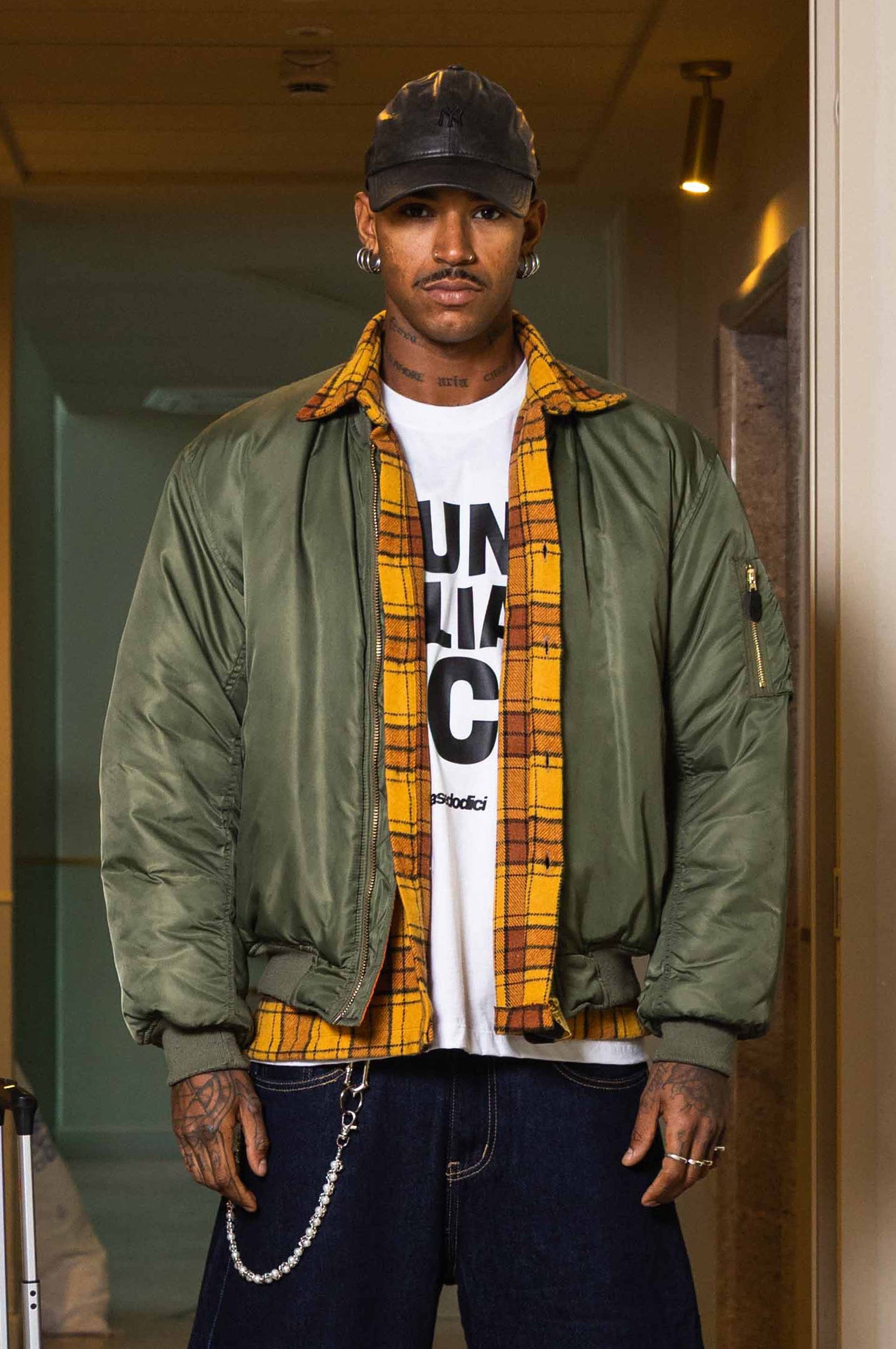 "WORLD TOUR" Bomber Military look