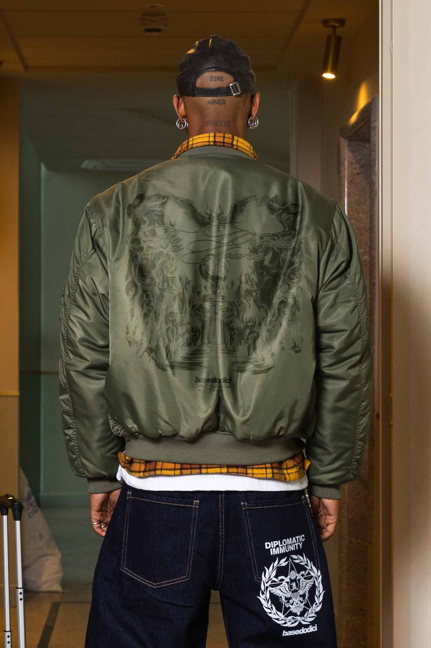 "WORLD TOUR" Bomber Military look