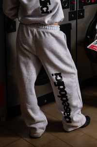Fleece Pants “COMFY” Vertical Logo AshGrey/Black