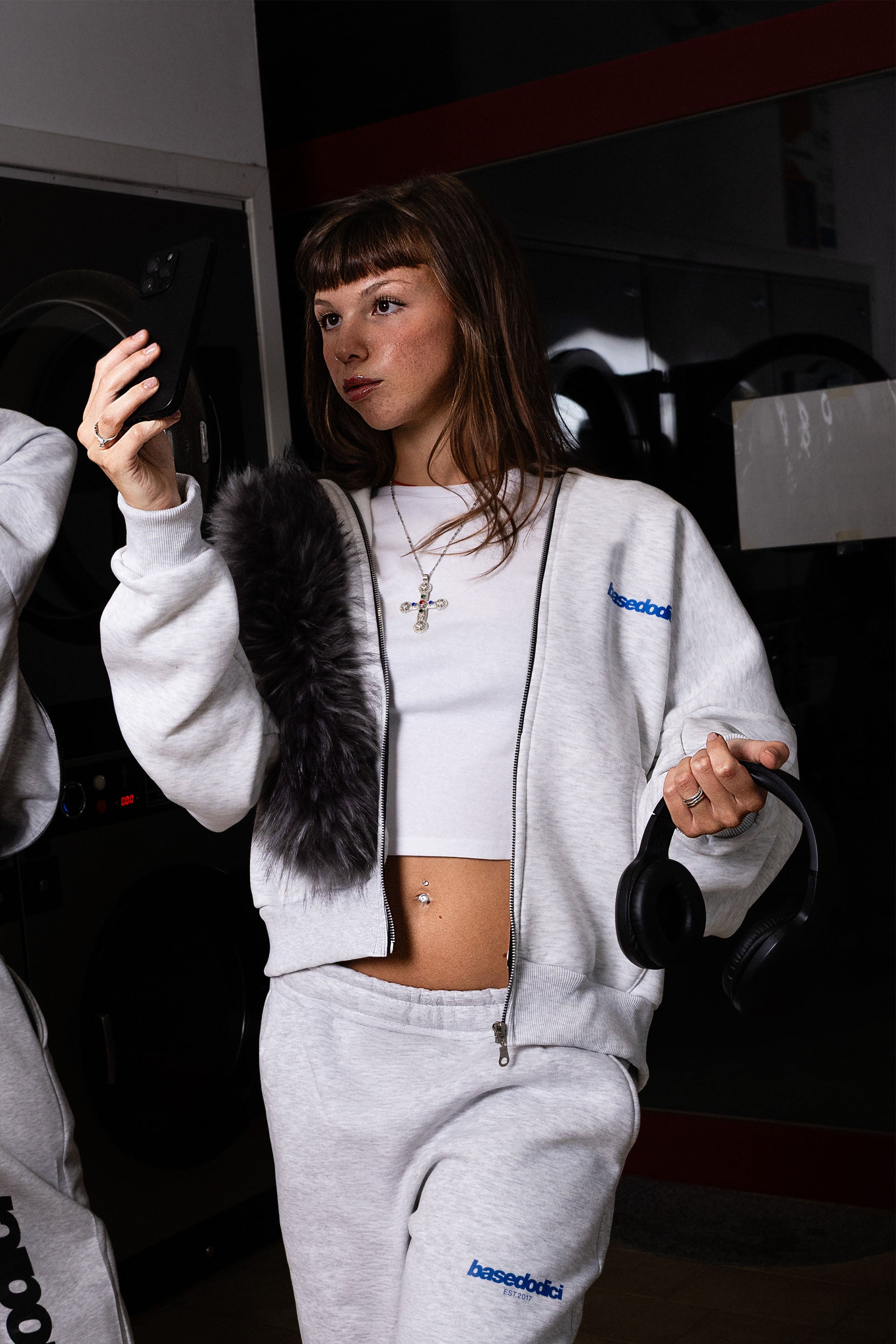 Full Zip "COMFY" Back Logo AshGrey/Blue