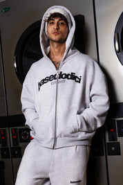 Full Zip “COMFY” Front Logo AshGrey/Black