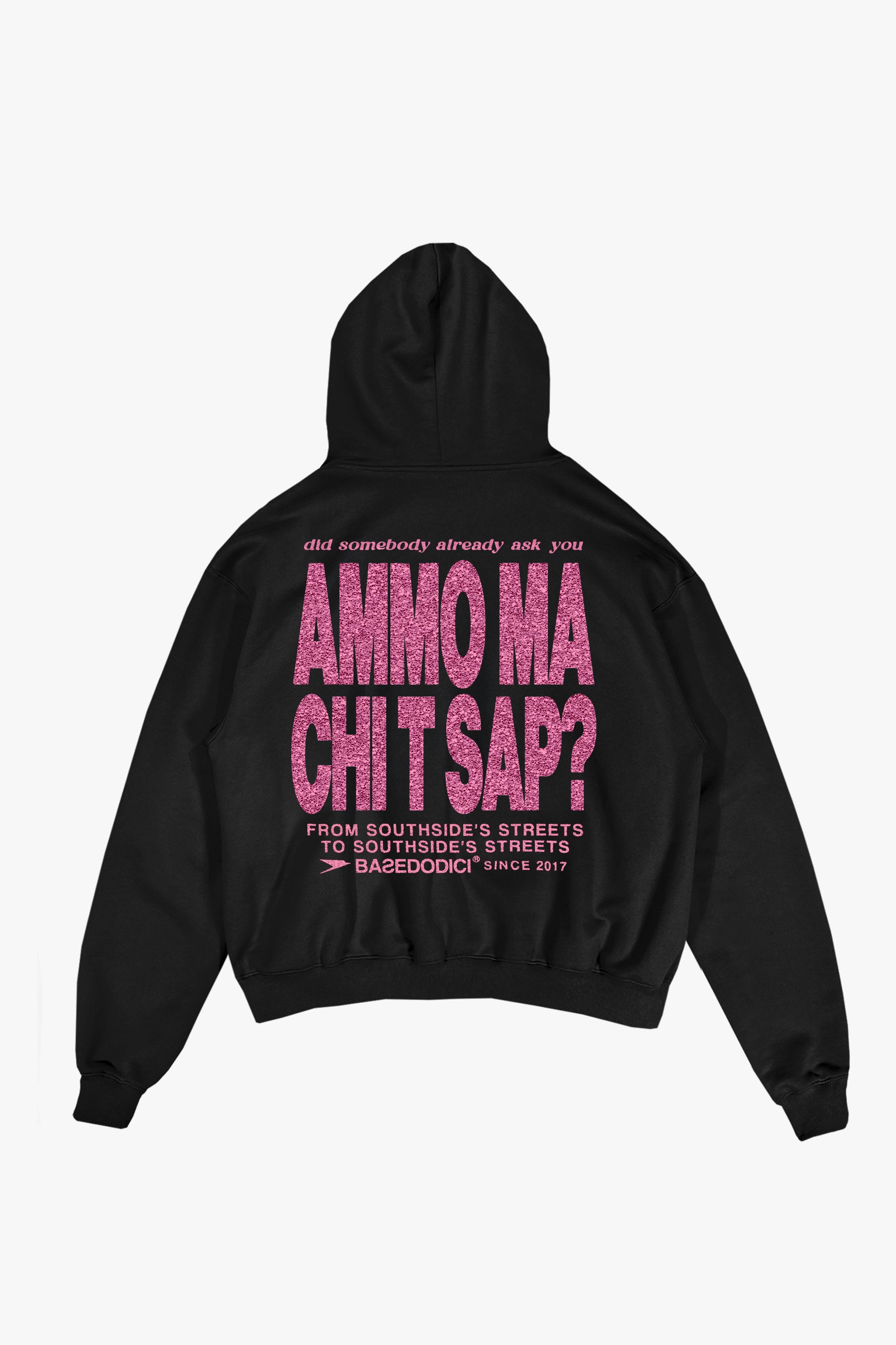 Hoodie "AMMO" CHI'T'SAP Black/Glitter Bubble Pink