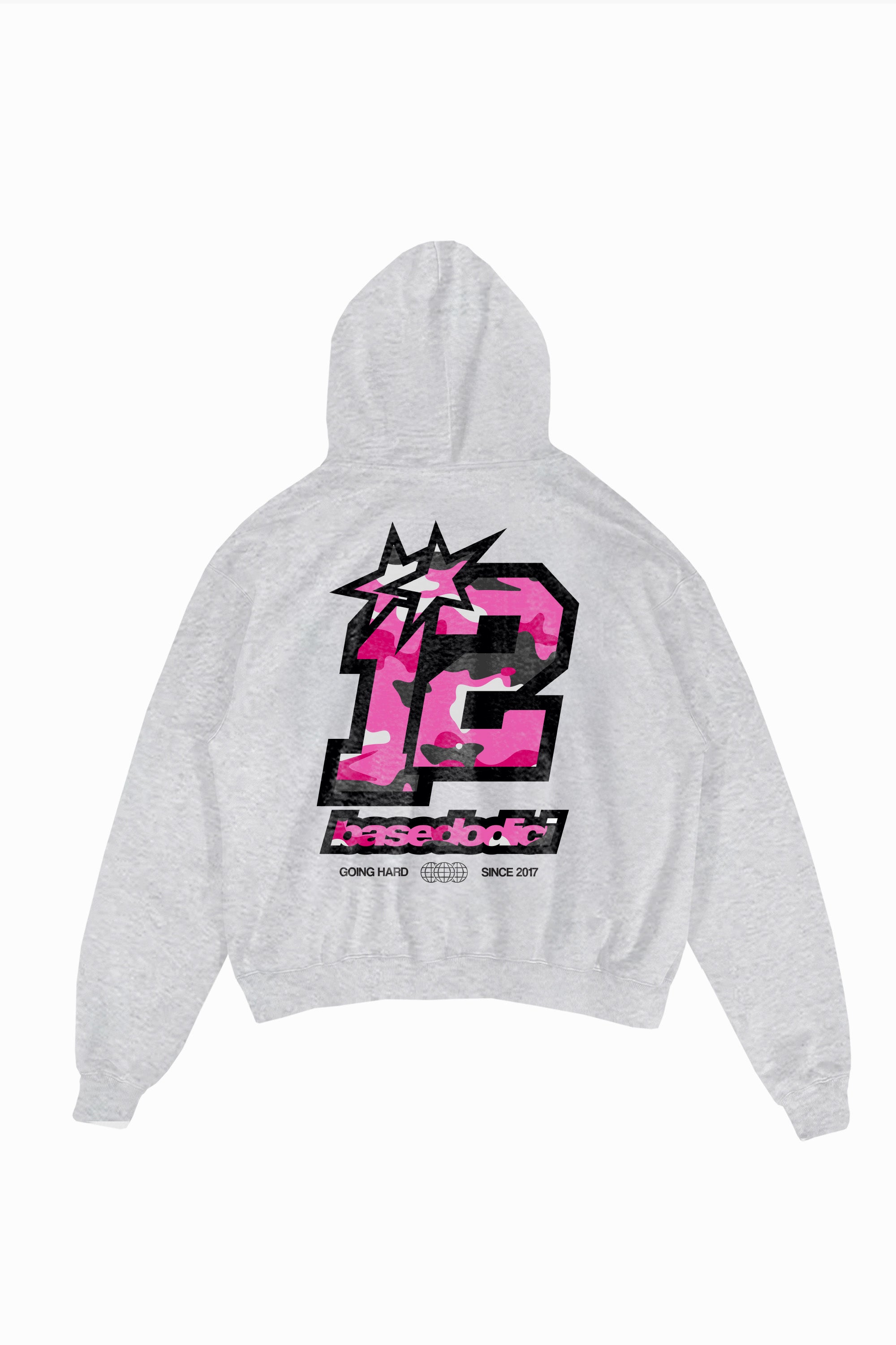 Hoodie "CAMO4PLAYER" Back 12 AshGrey/CamoPink