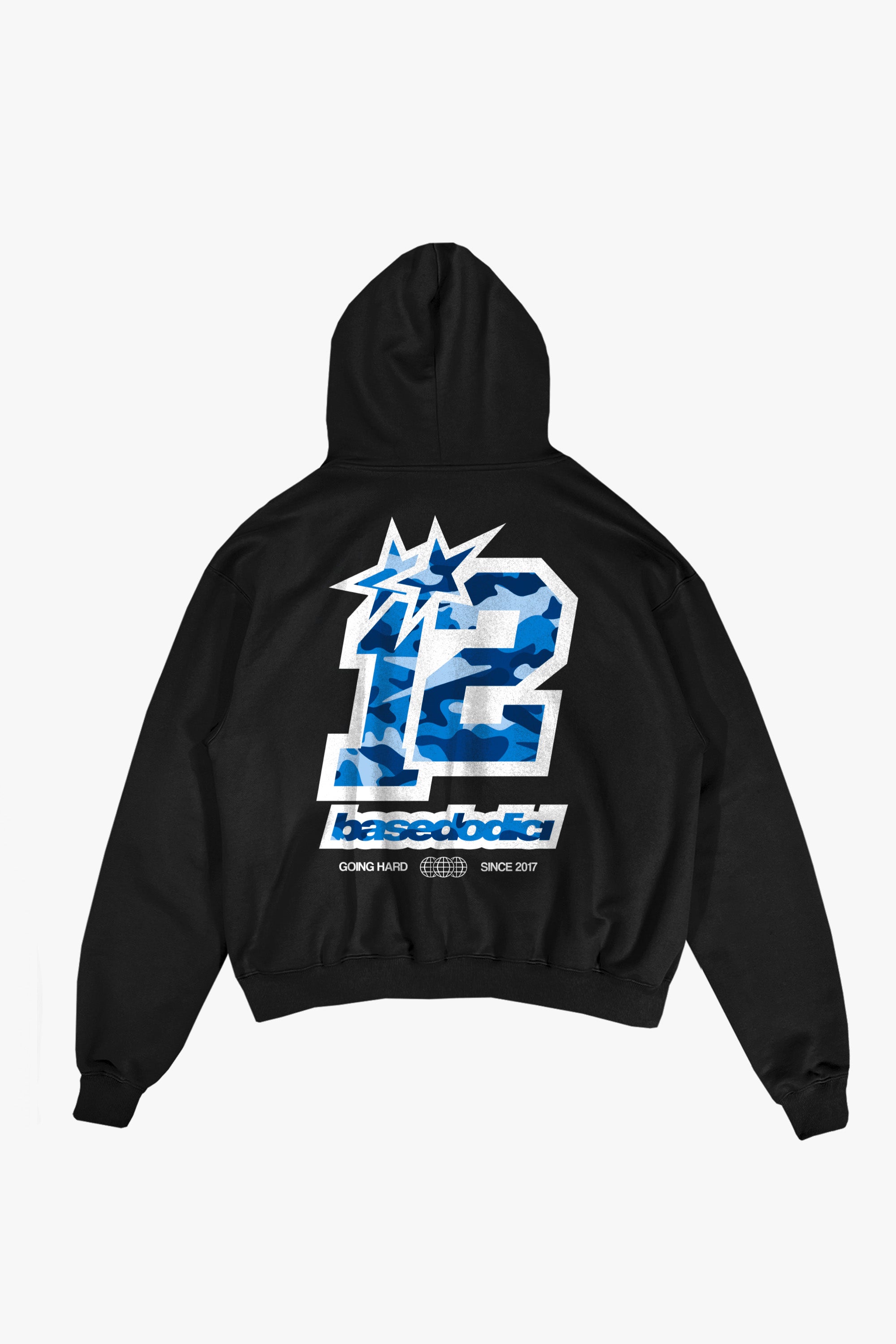 Hoodie "CAMO4PLAYER" Back 12 Black/CamoBlue