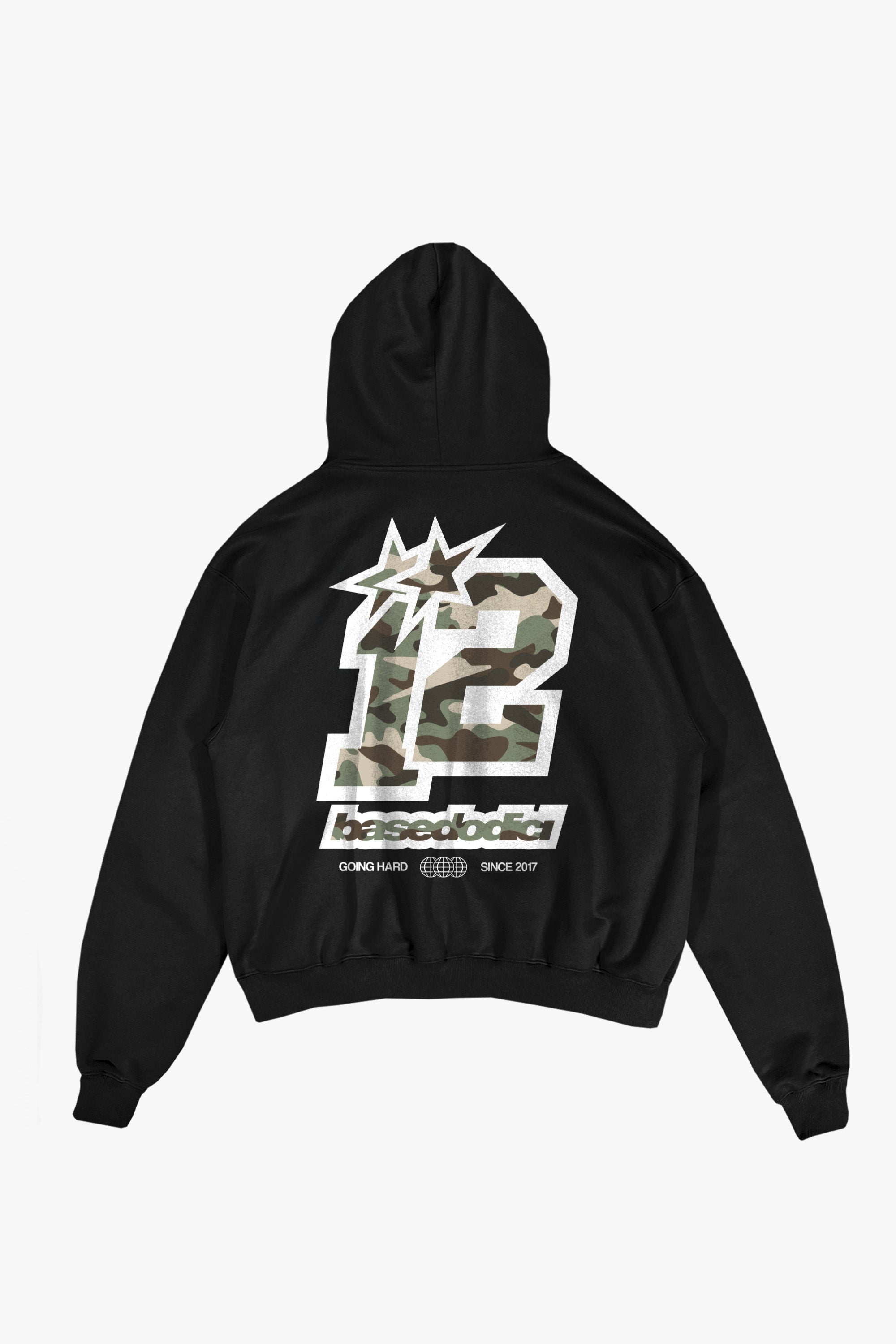 Hoodie "CAMO4PLAYER" Back 12 Black/CamoGreen