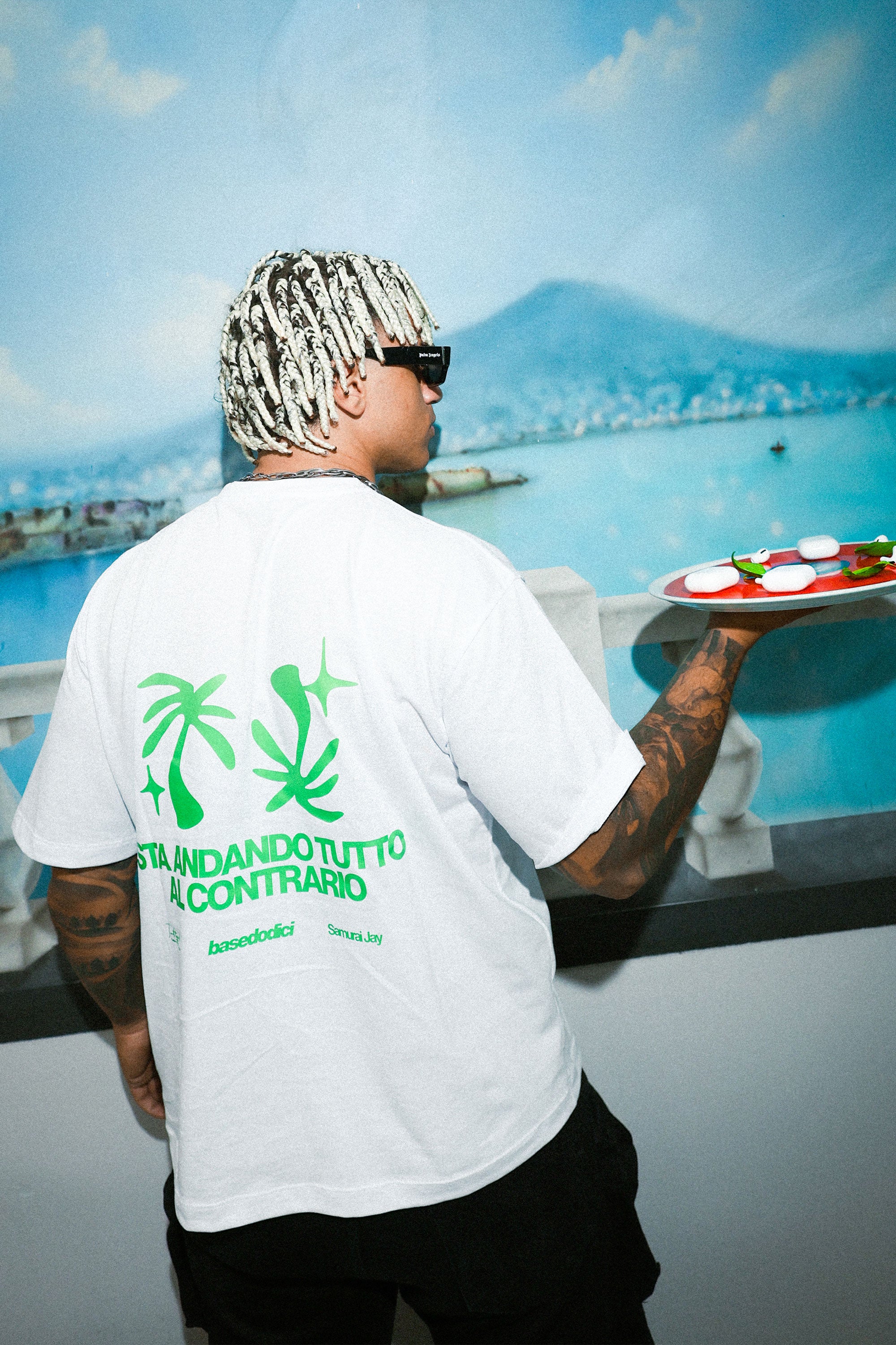 T-Shirt "SAMURAIJAYxBASEDODICI" TuttoSbagliato White/Green