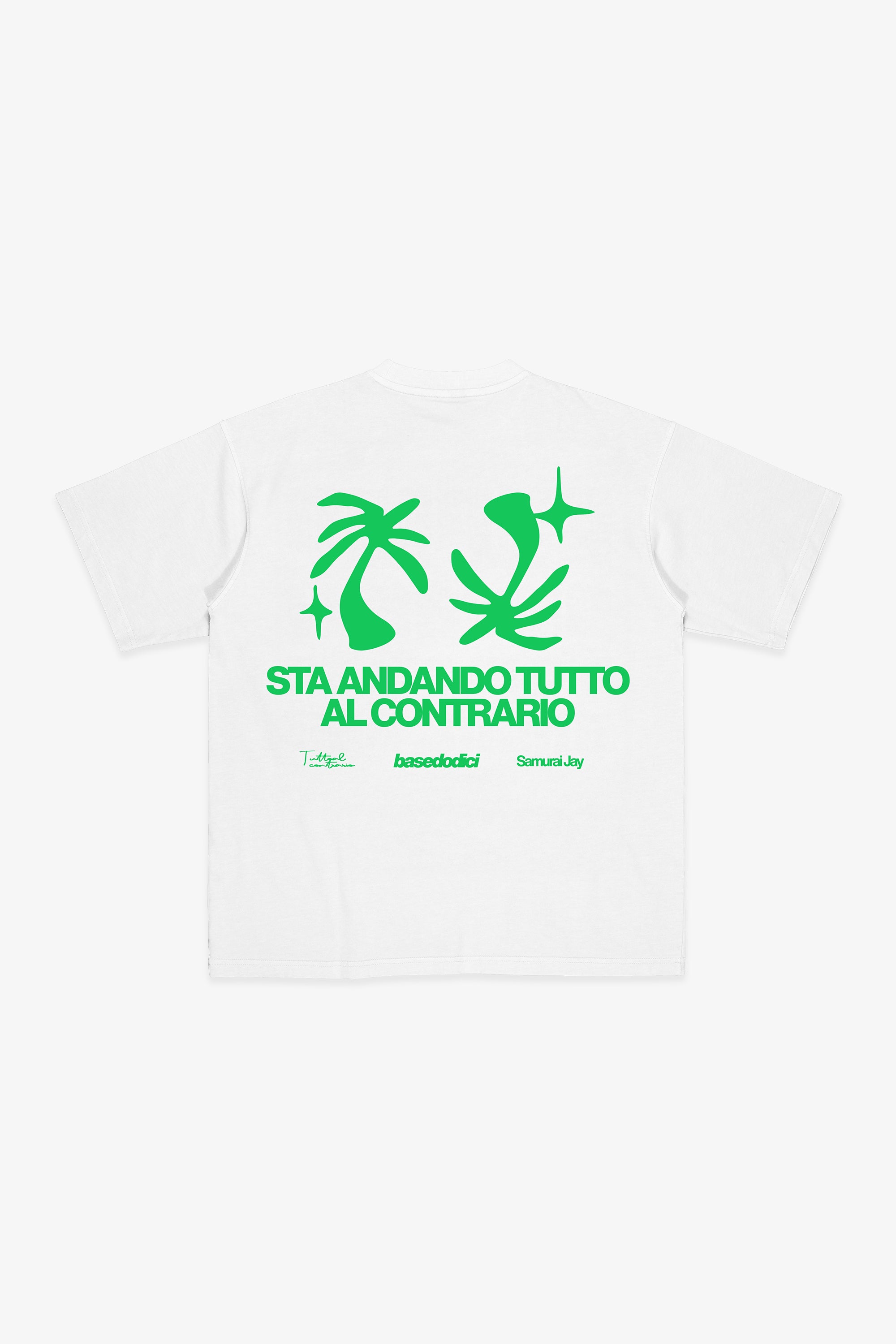 T-Shirt "SAMURAIJAYxBASEDODICI" TuttoSbagliato White/Green