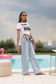 Baby Tee "DIVA" P*rno Kiss White