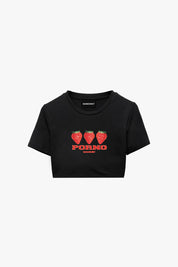 Baby Tee "DIVA" P*rno Strawberries Black