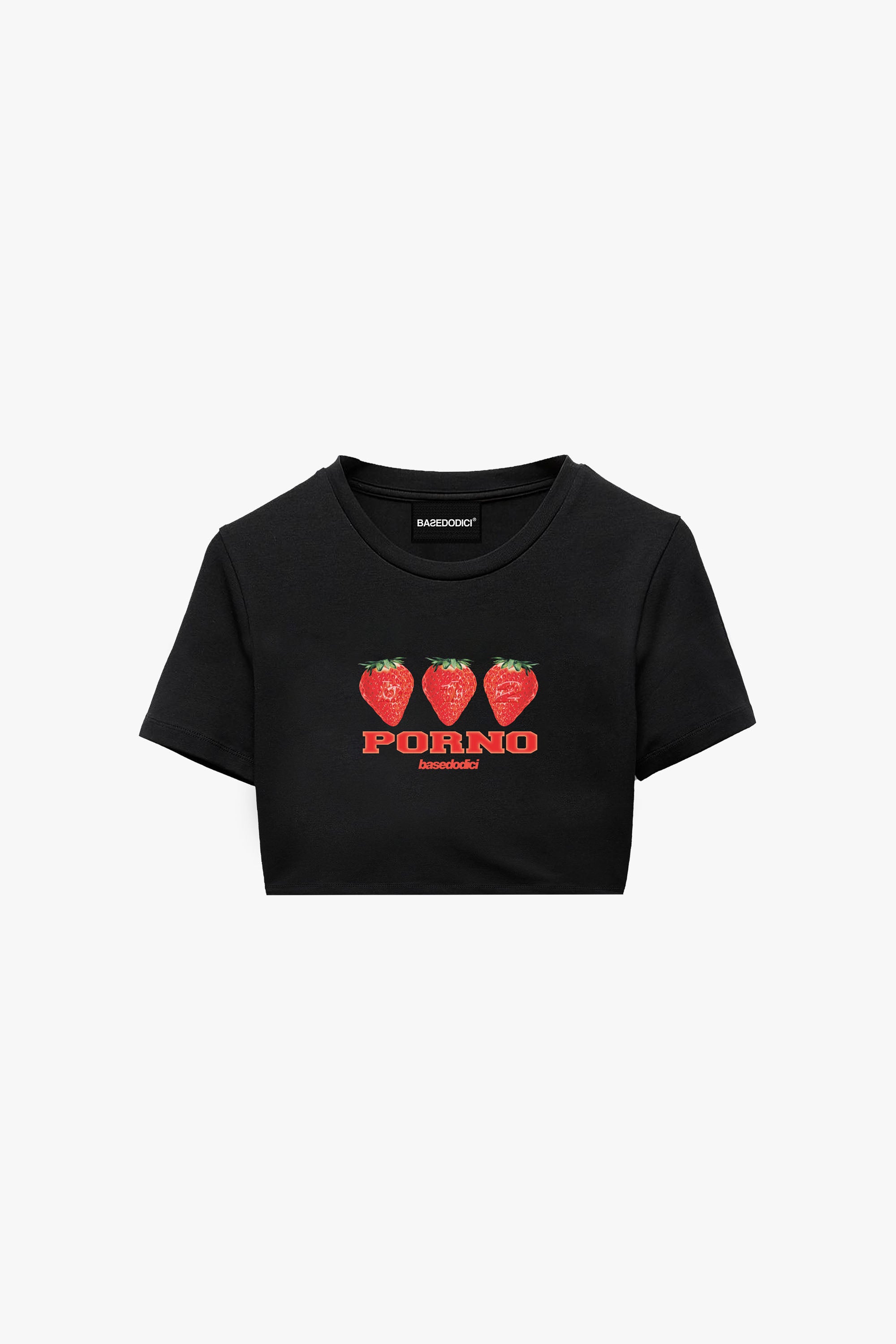 Baby Tee "DIVA" P*rno Strawberries Black