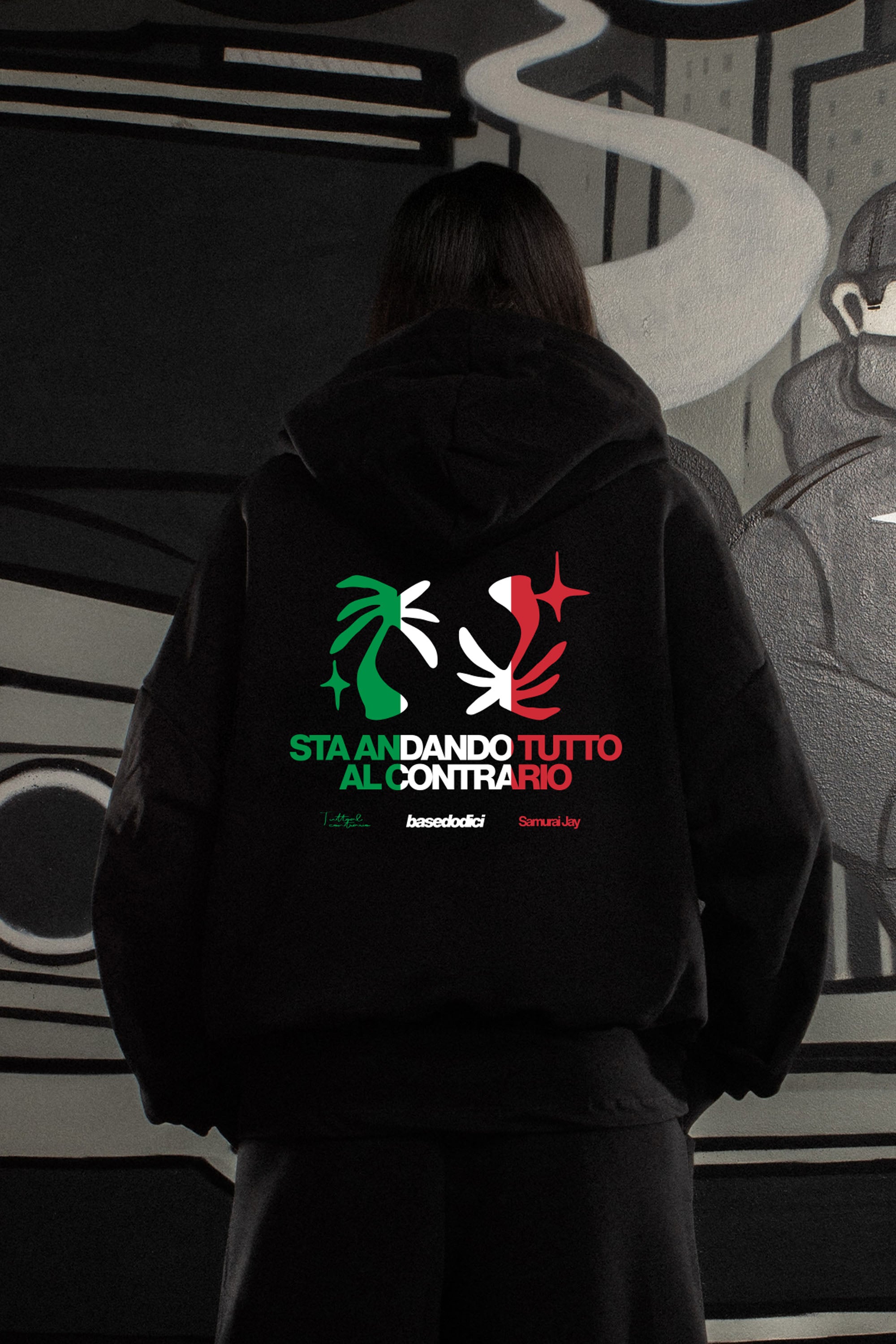 Hoodie "SAMURAIJAYxBASEDODICI" TuttoSbagliato Black/ITA