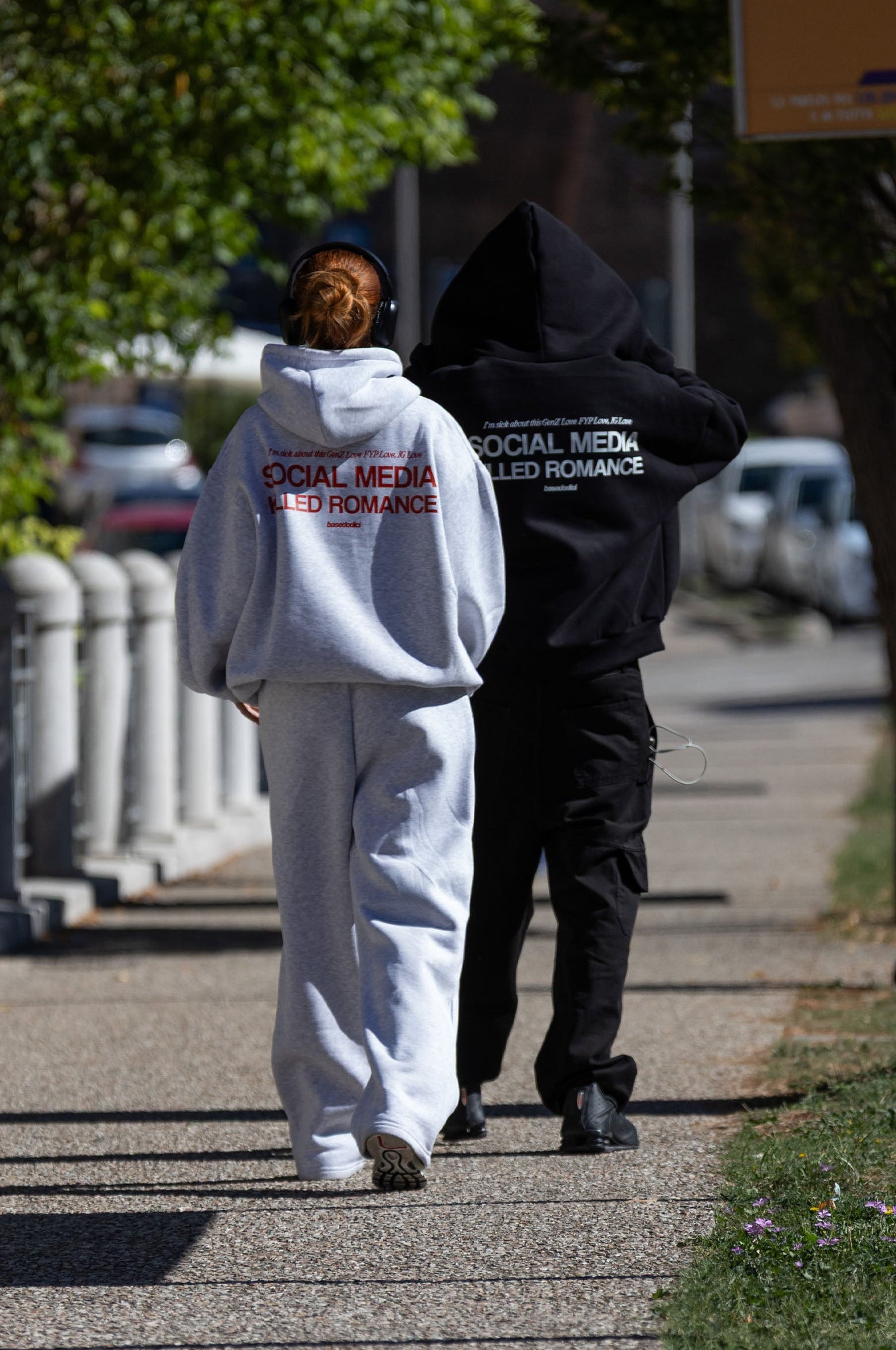 Hoodie "KILLED ROMANCE" AshGrey/Red