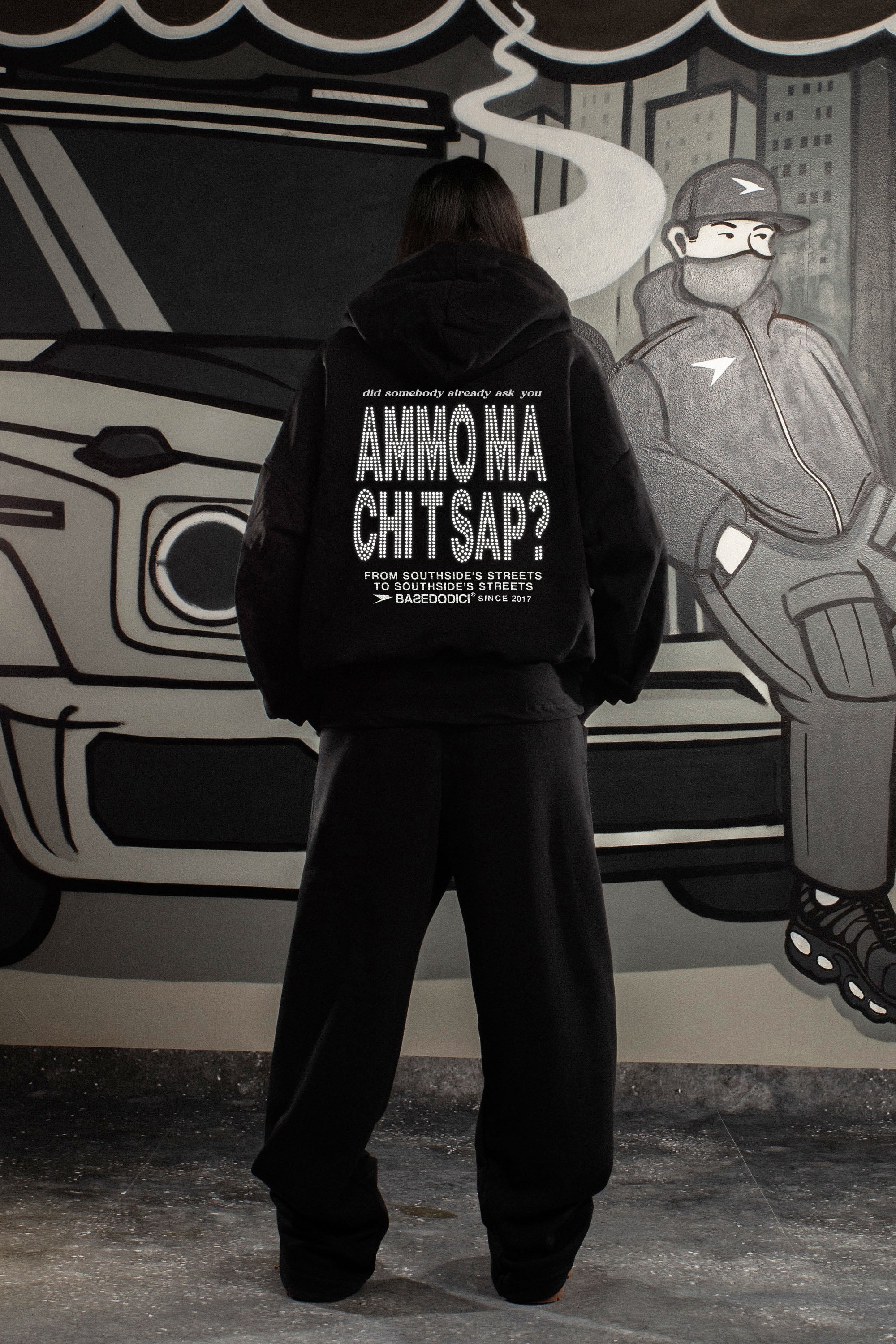 LIMITED EDITION - Hoodie "AMMO" CHI'T'SAP Black/Strass