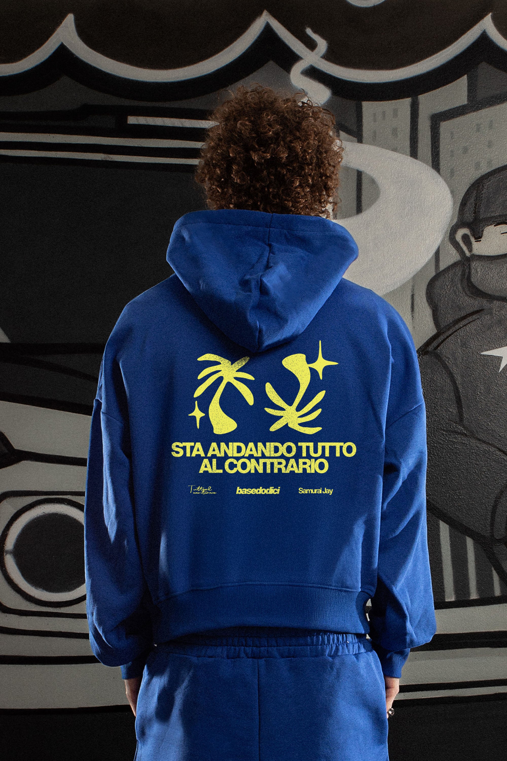 Hoodie "SAMURAIJAYxBASEDODICI" TuttoSbagliato Blue/Yellow