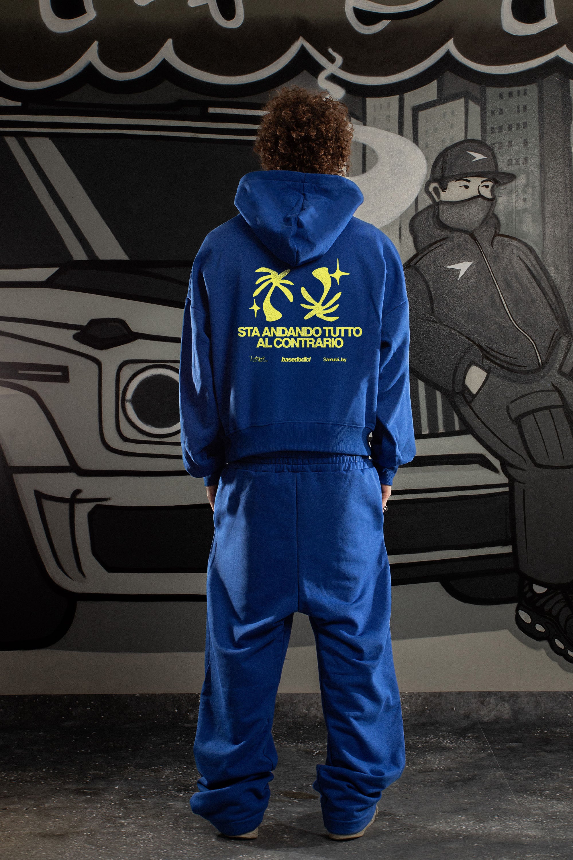 Hoodie "SAMURAIJAYxBASEDODICI" TuttoSbagliato Blue/Yellow