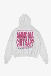 Hoodie “AMMO” CHI'T'SAP White/Glitter Bubble Pink