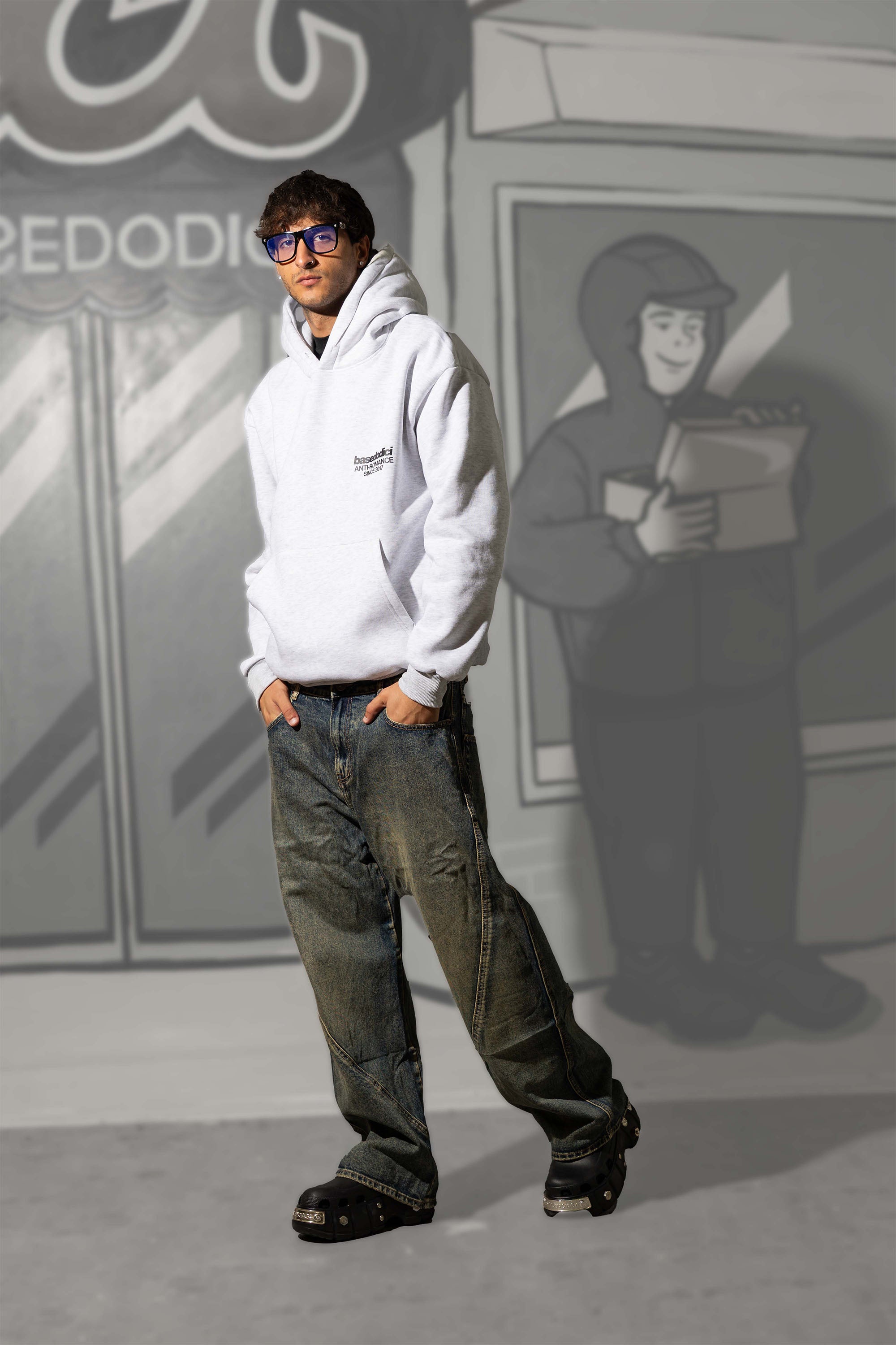 Hoodie "KILLED ROMANCE" AshGrey/Black