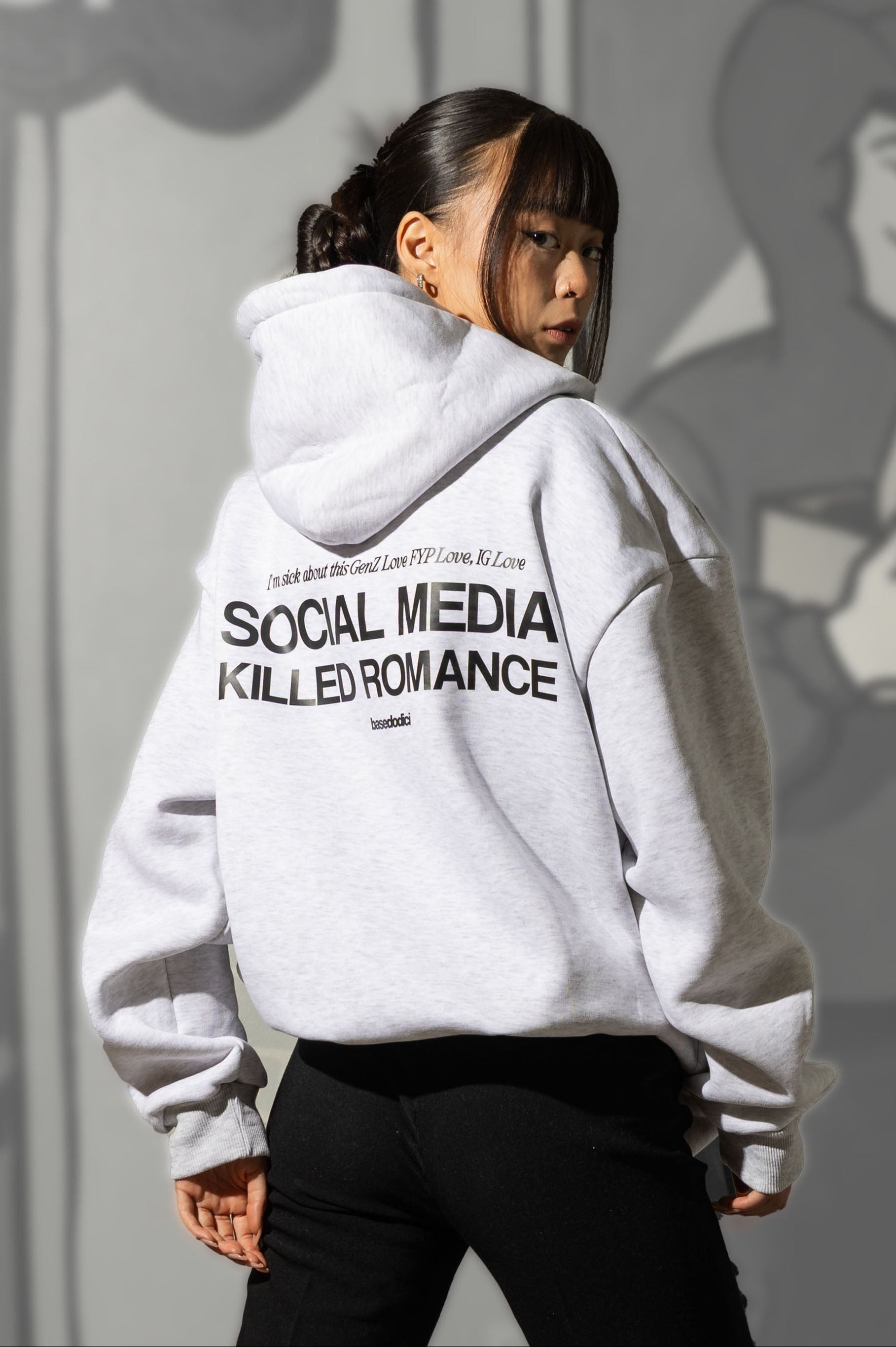 Hoodie "KILLED ROMANCE" AshGrey/Black