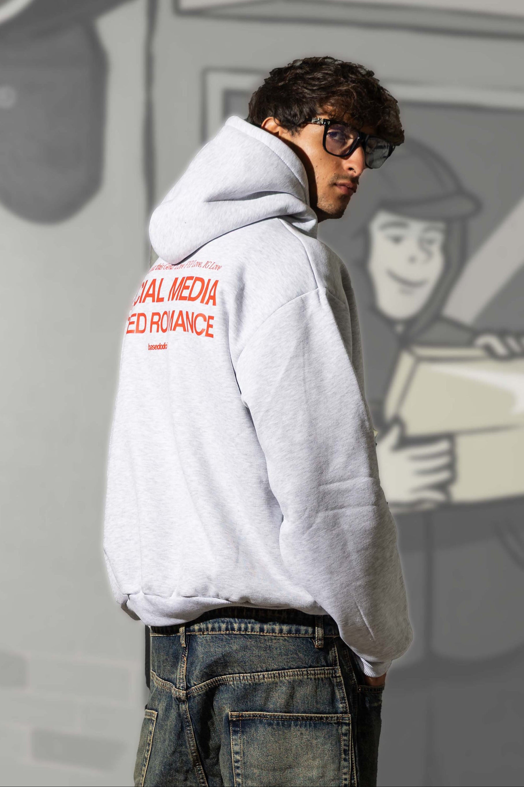 Hoodie "KILLED ROMANCE" AshGrey/Red