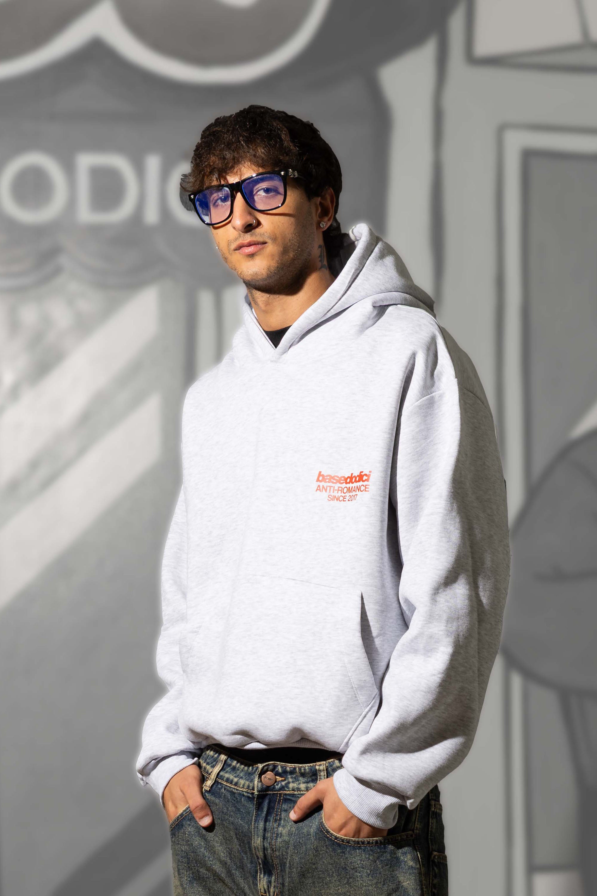 Hoodie "KILLED ROMANCE" AshGrey/Red