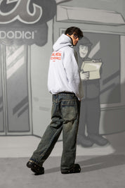 Hoodie "KILLED ROMANCE" AshGrey/Red