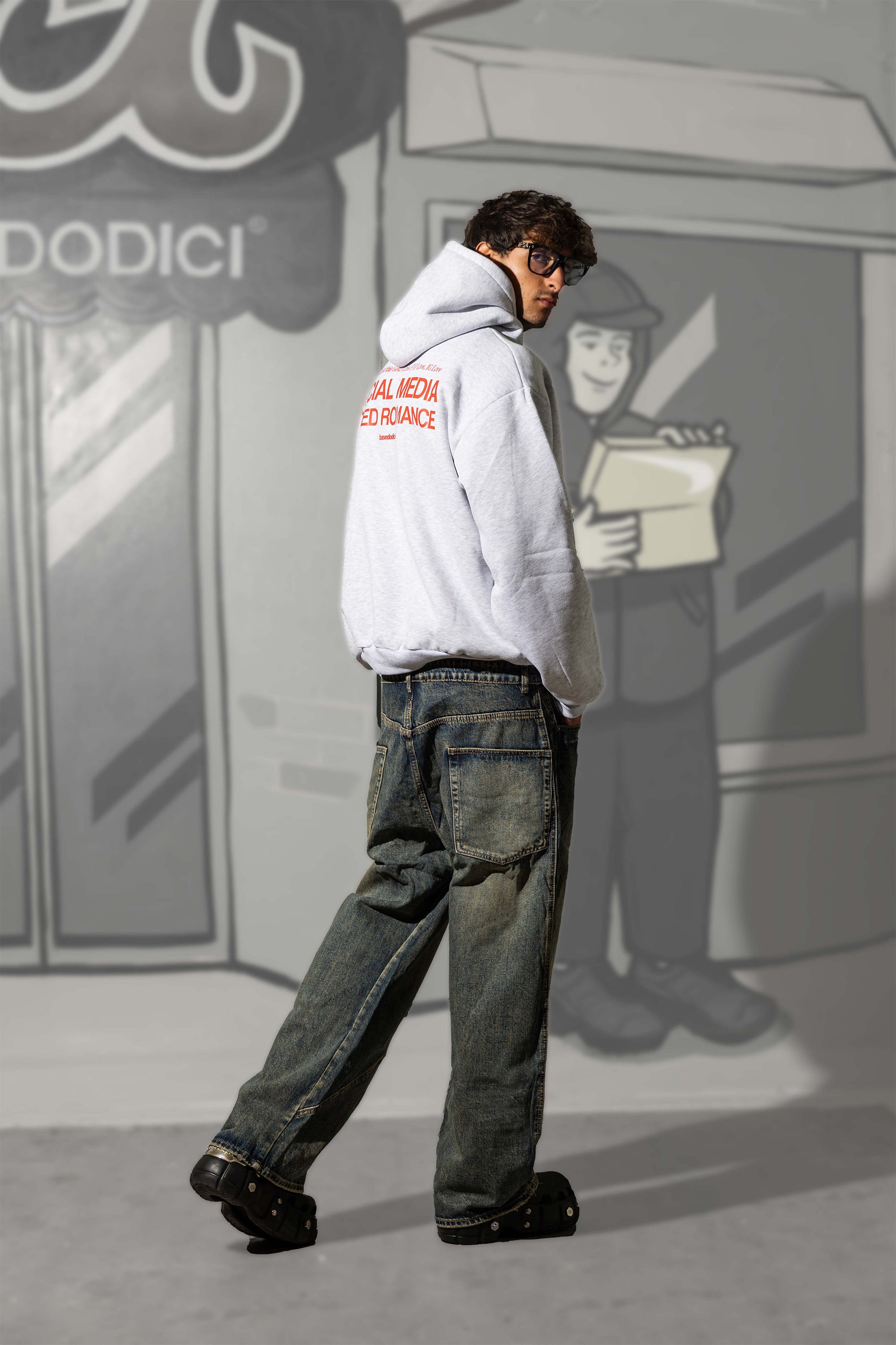 Hoodie "KILLED ROMANCE" AshGrey/Red