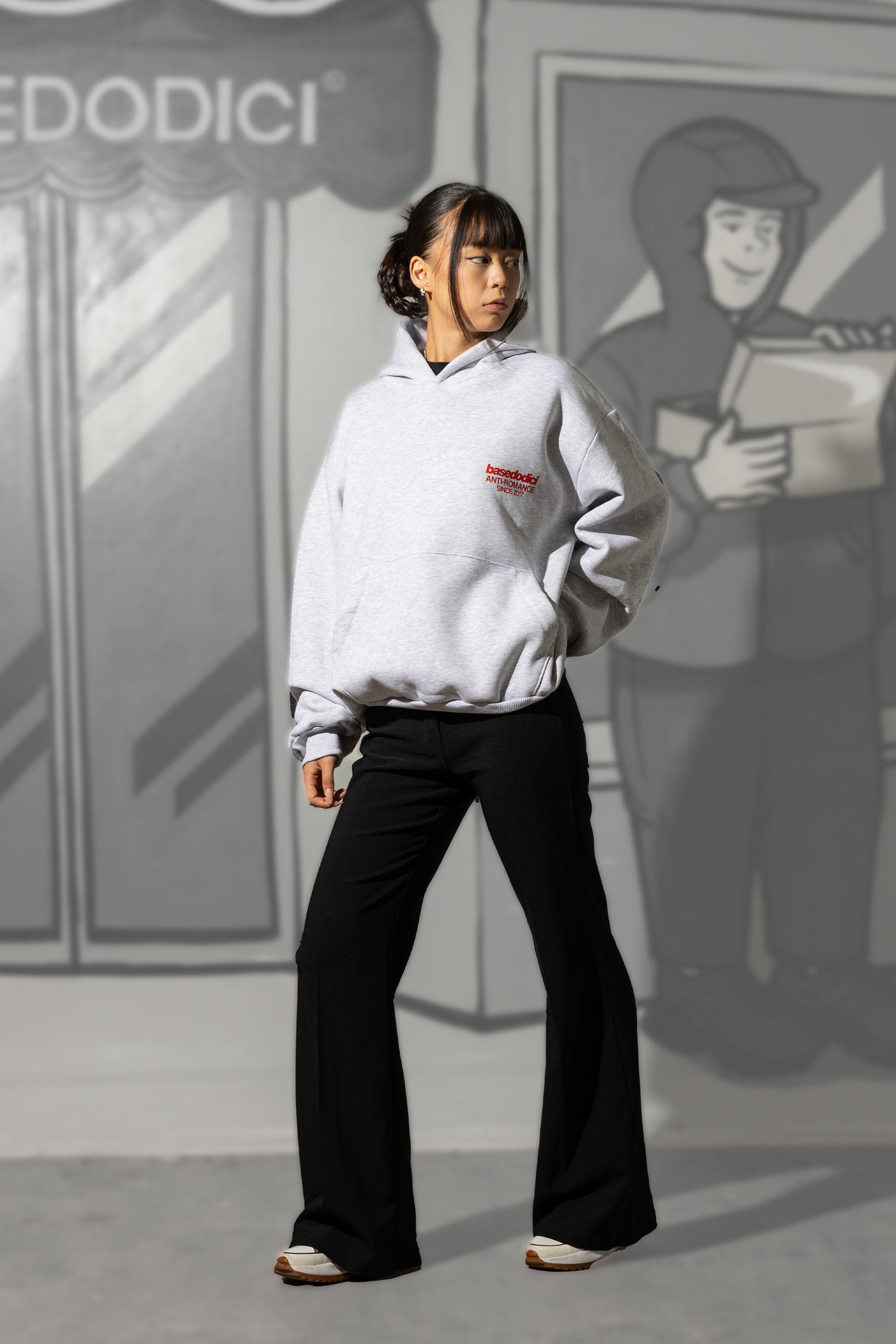 Hoodie "KILLED ROMANCE" AshGrey/Red