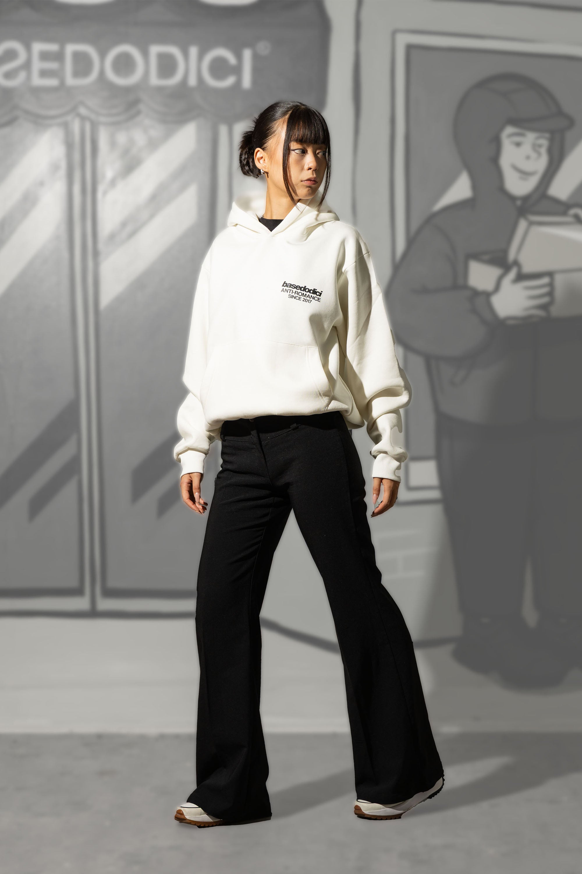 Hoodie "KILLED ROMANCE" White/Black