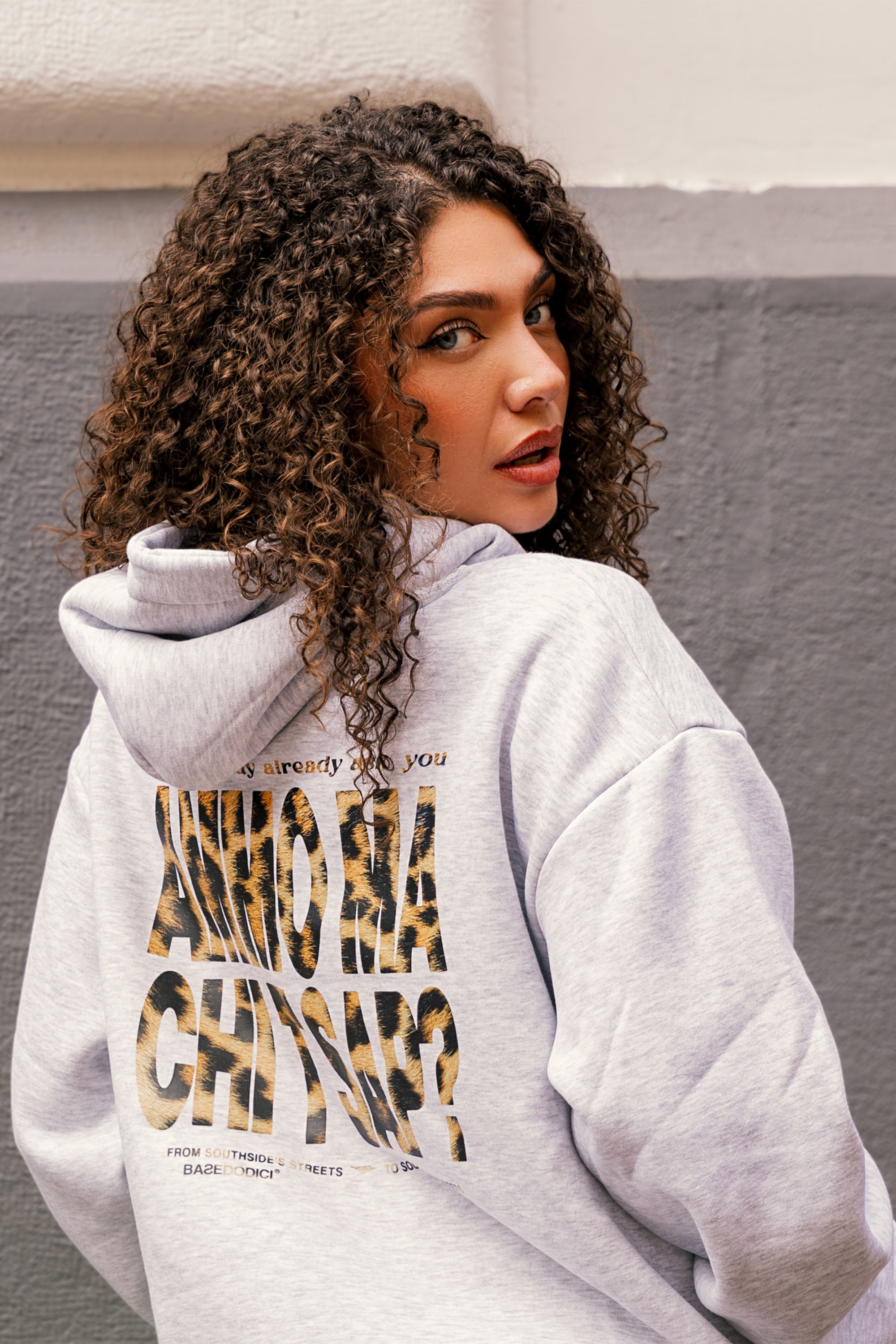 Hoodie “AMMO” CHI'T'SAP AshGrey/Animalier Yellow
