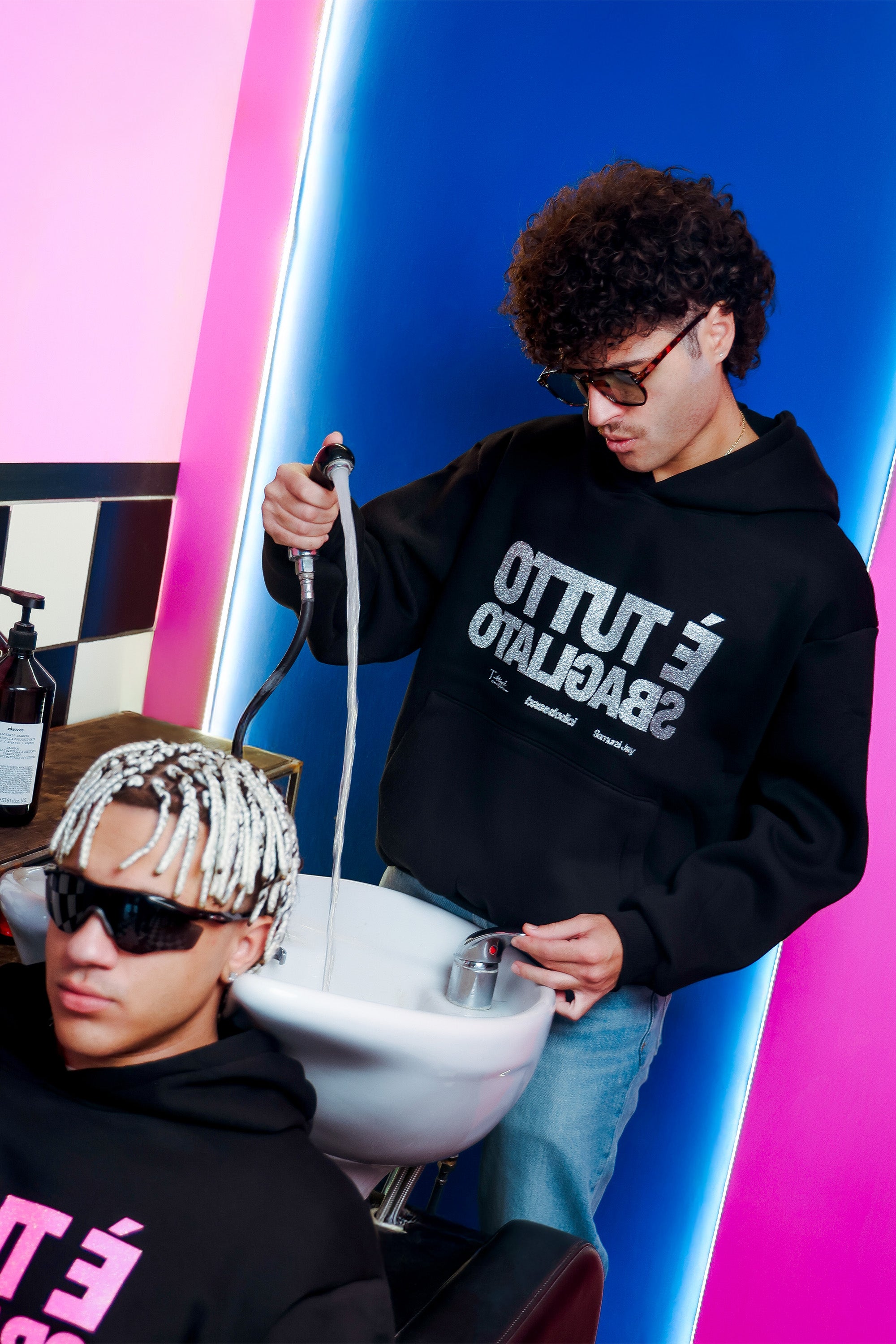 Hoodie "SAMURAIJAYxBASEDODICI" TuttoSbagliato Black/Glitter