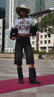 Baby Tee “AMMO” White/Animalier Yellow