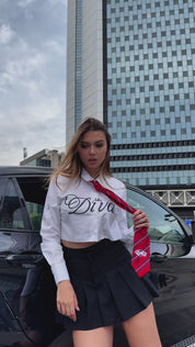 Crop Shirt “DIVA” Italic White