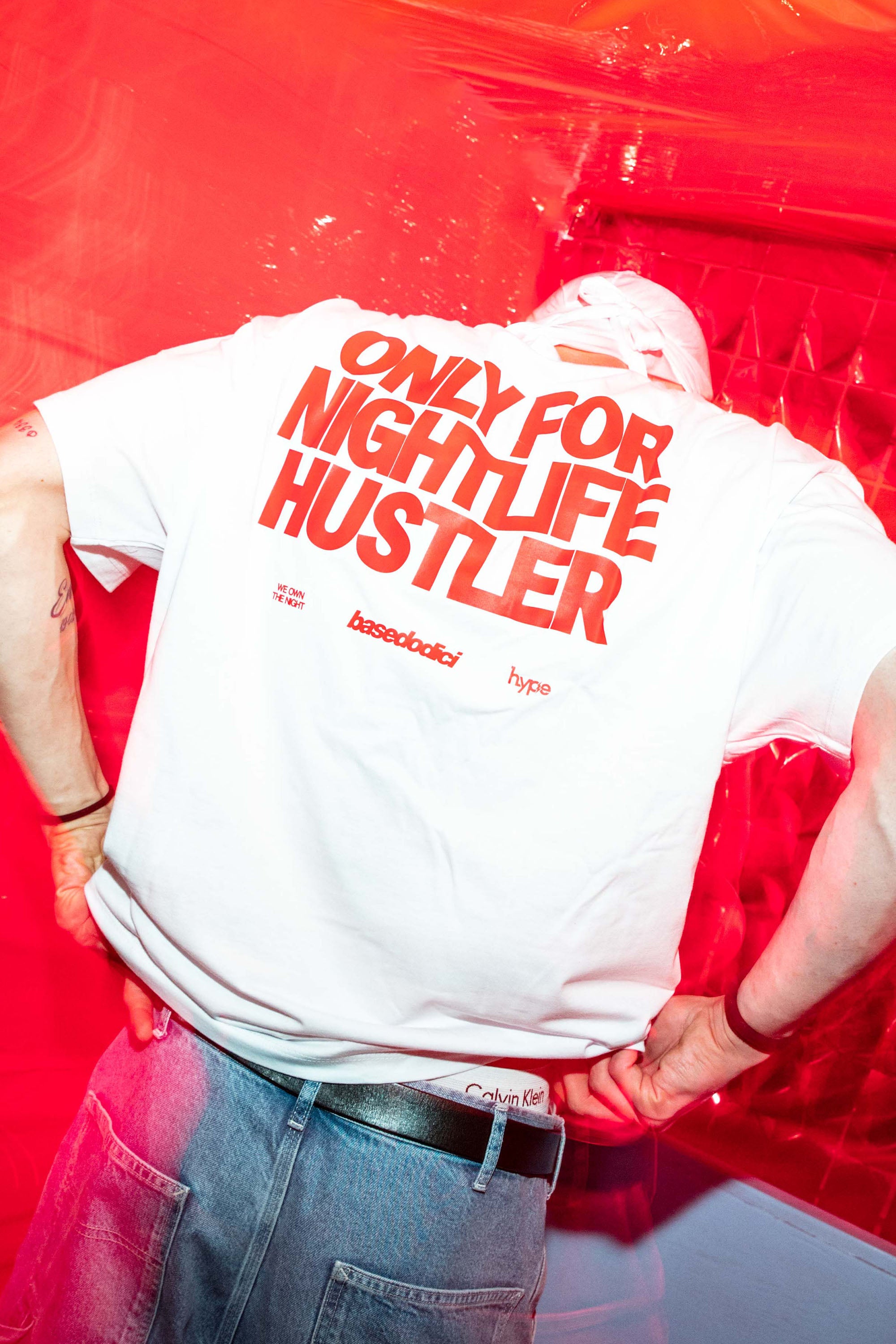 “BASEDODICIxHYPE” Nightlife White T-Shirt