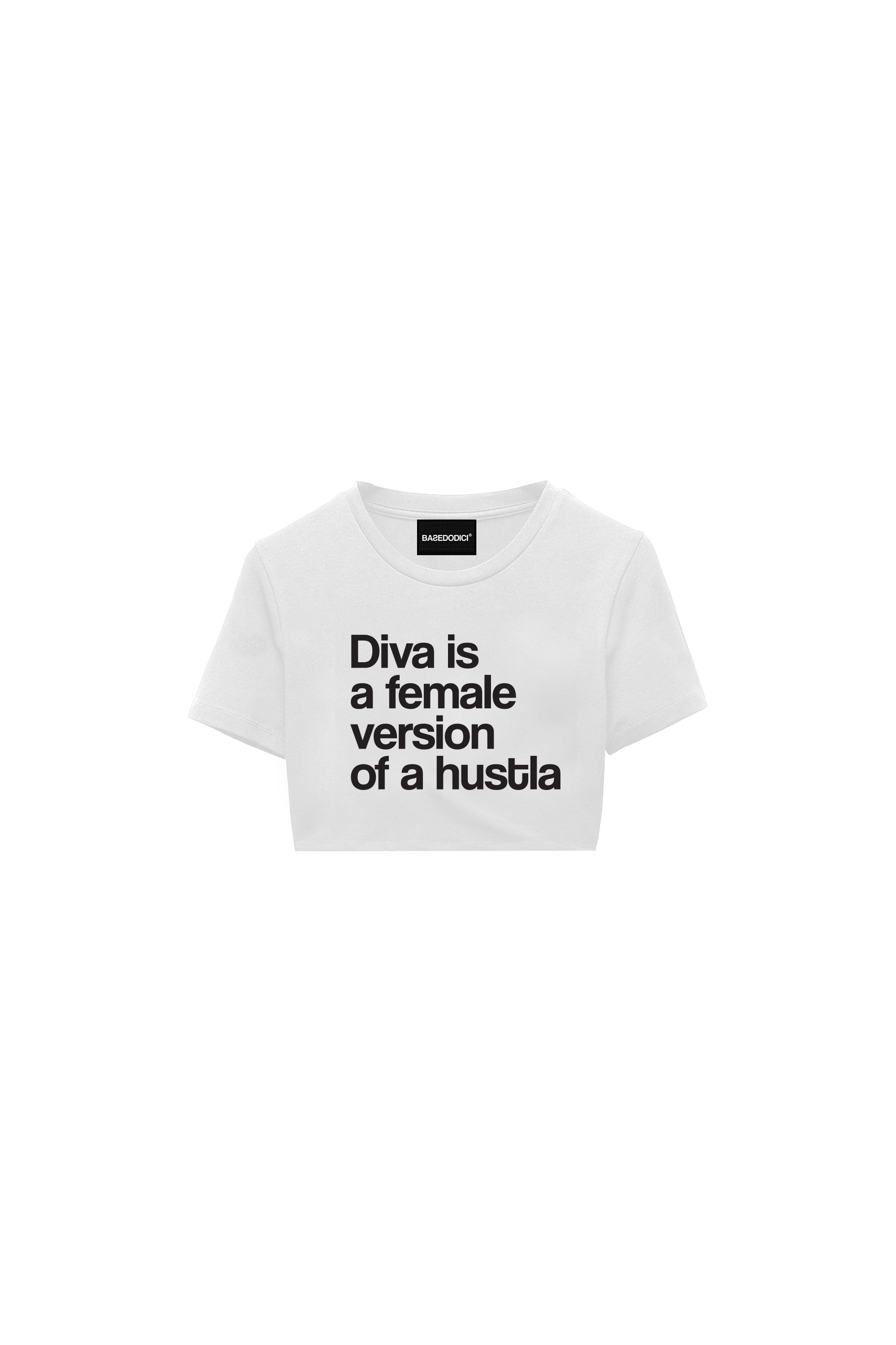 Baby Tee “DIVA” Hustla White