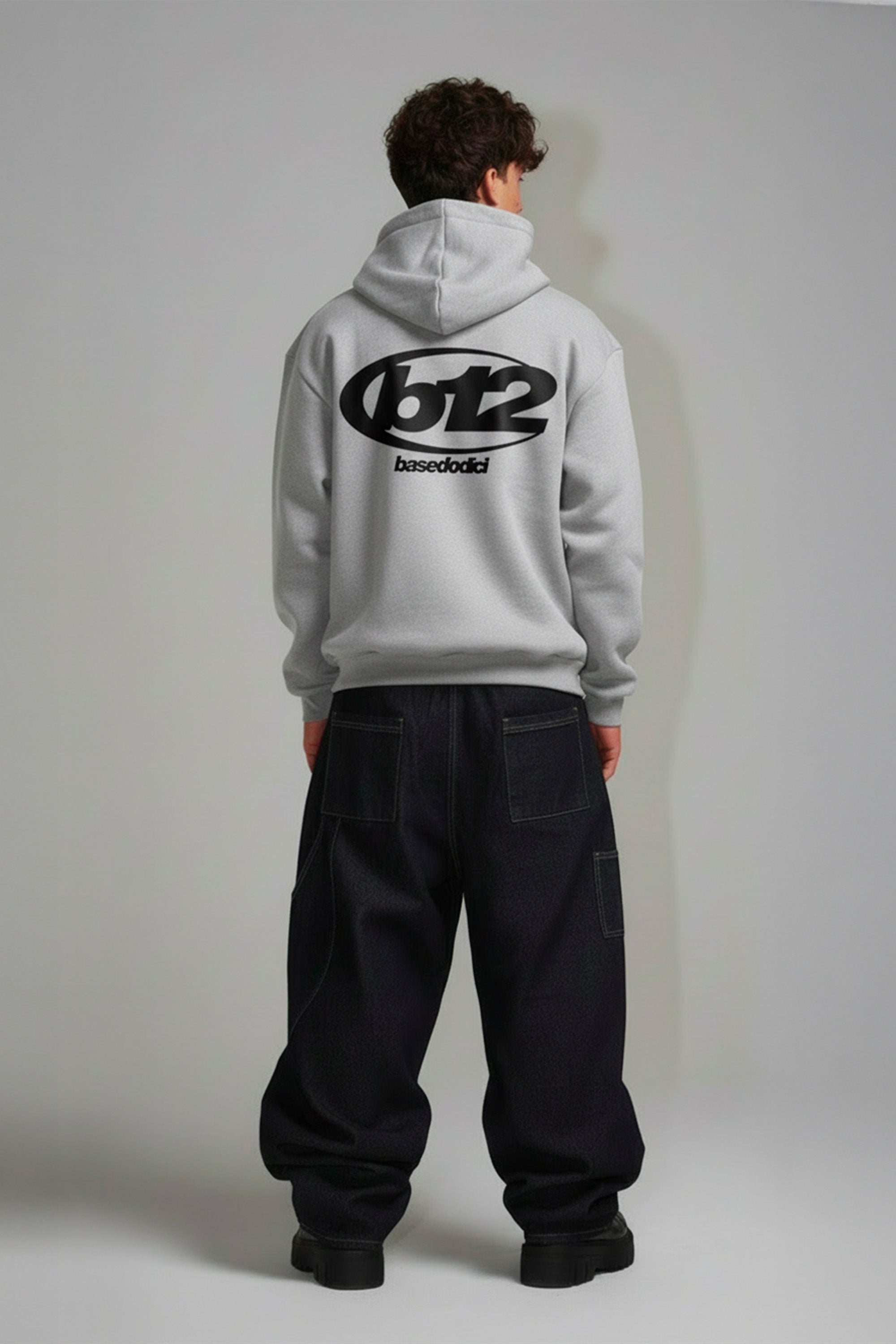 Hoodie "TEAM012" Back 12 AshGrey/Black