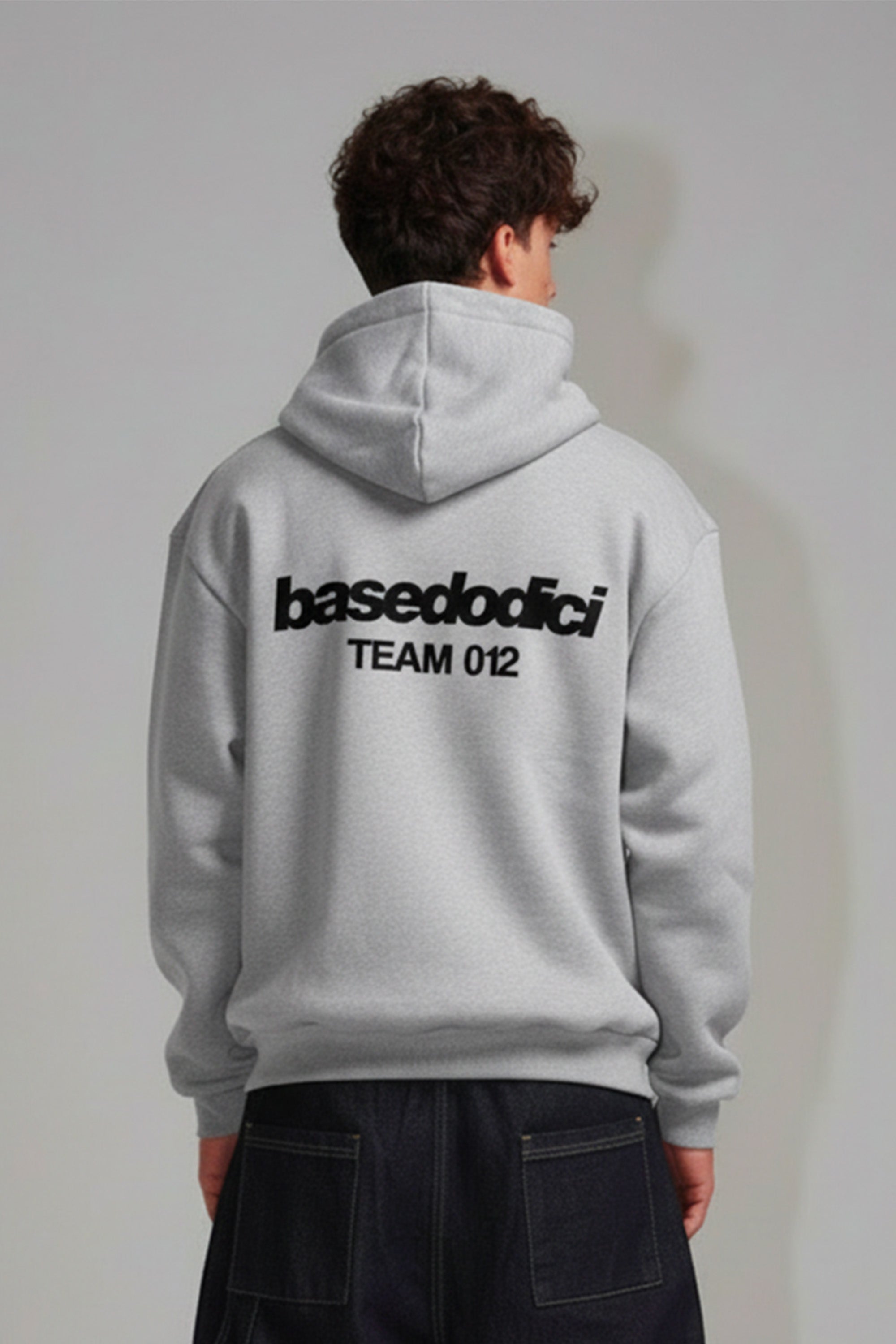 Hoodie "TEAM012" Back Logo AshGrey/Black