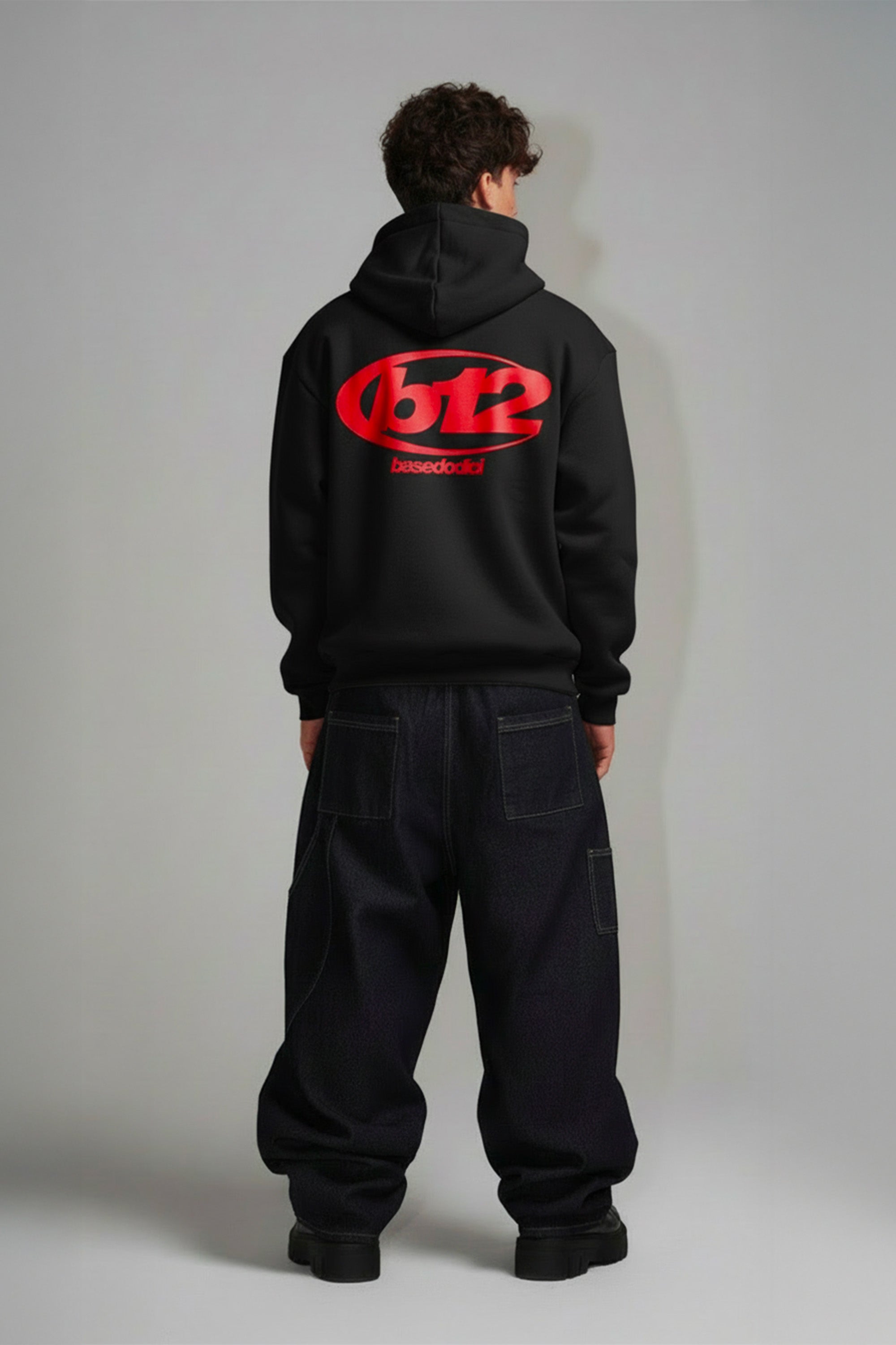 Hoodie "TEAM012" Back 12 Black/Red