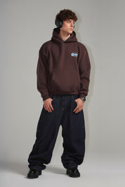 Hoodie "TEAM012" Back Logo Brown/Azure