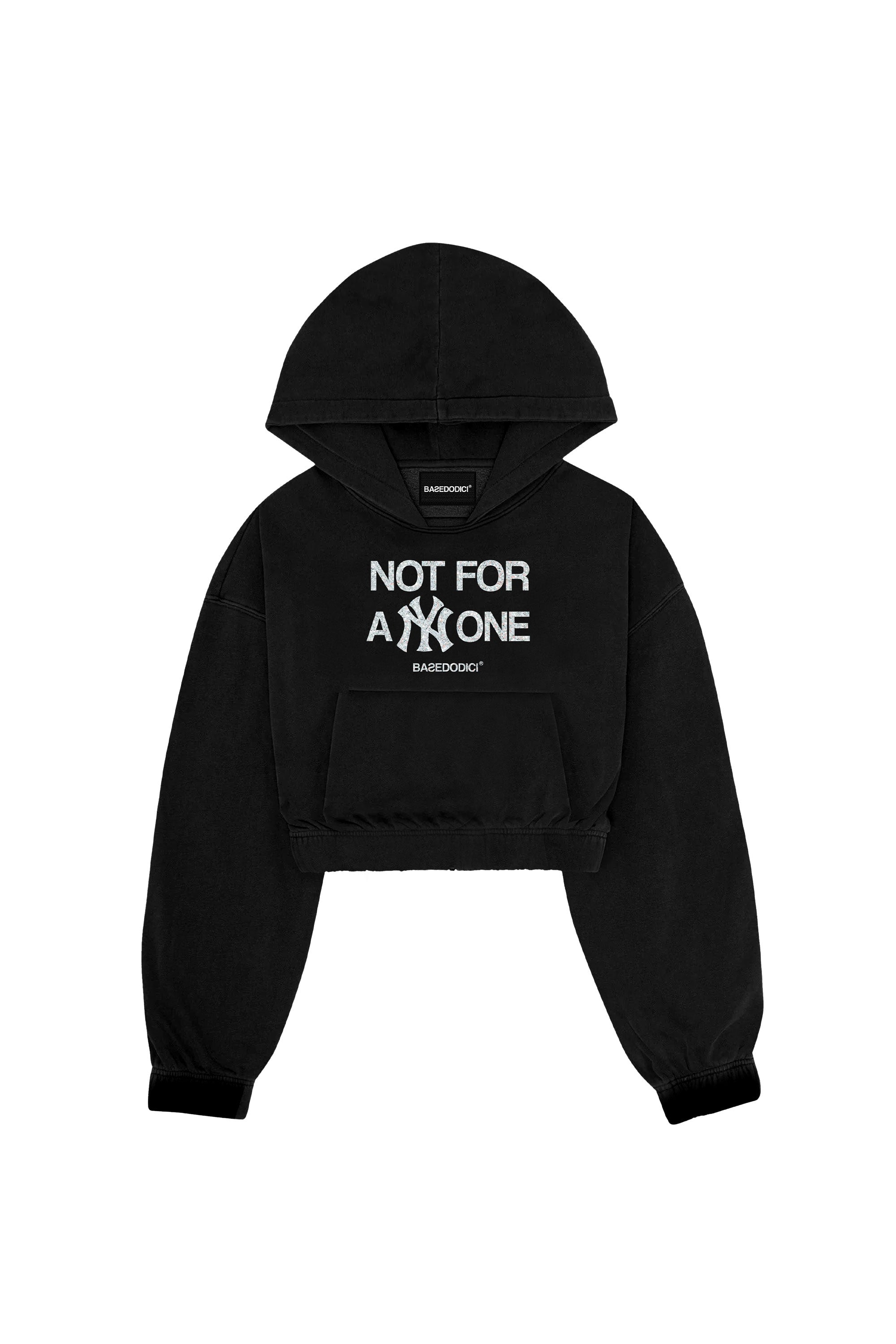 Boxy Hoodie “DIVA” Not For Anyone Glitter Black