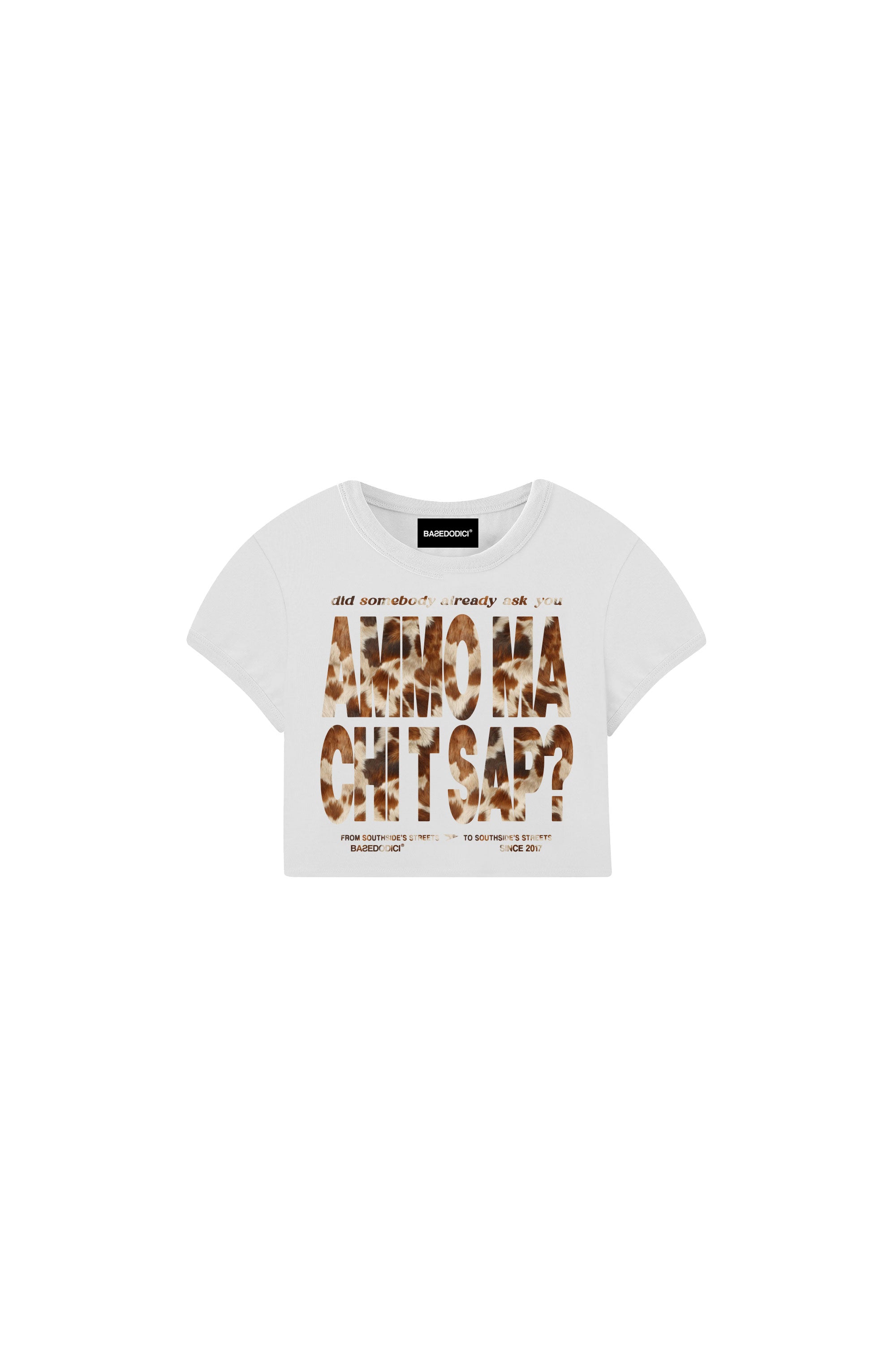 Crop Top “AMMO” Cow/White