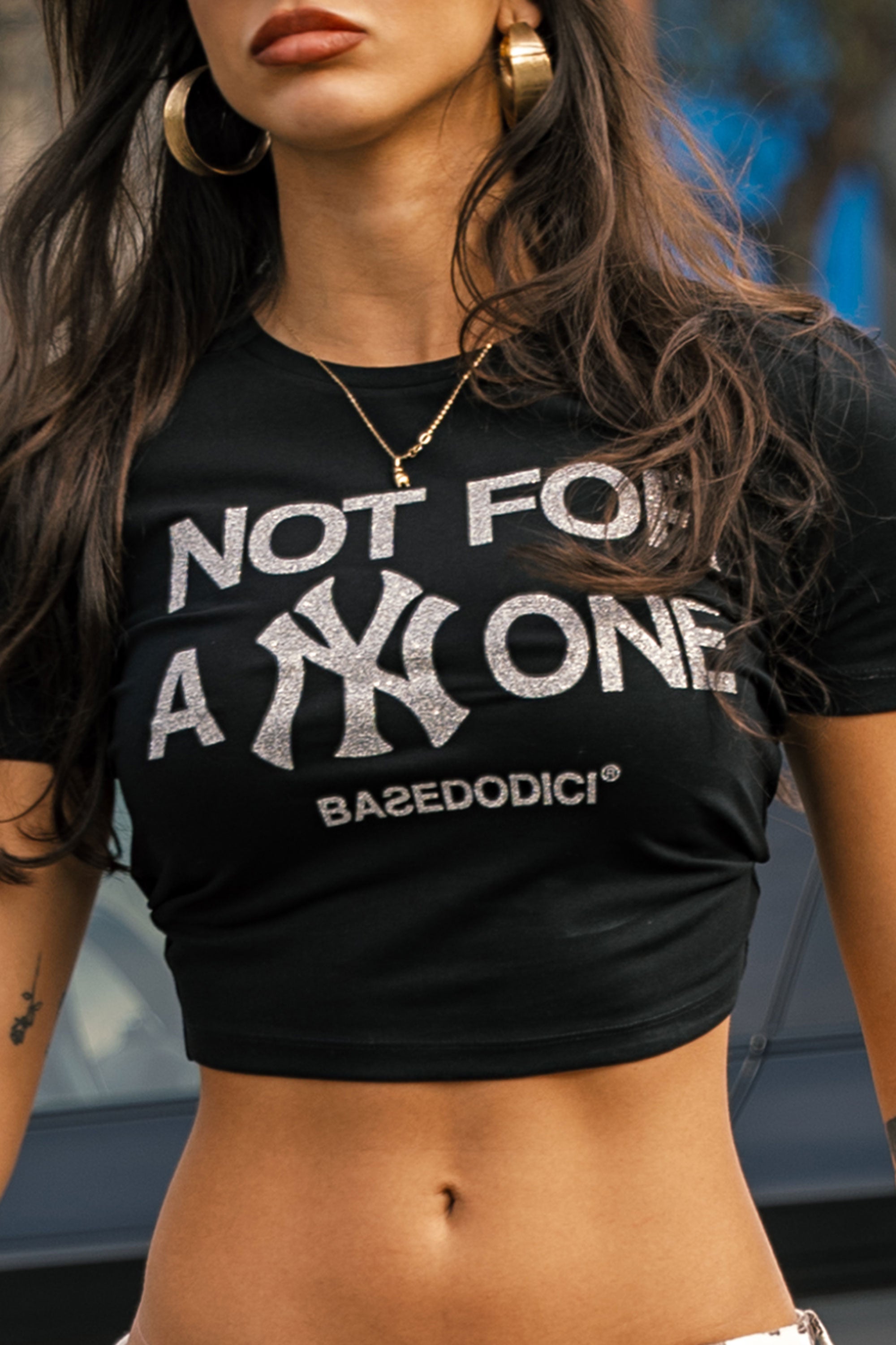 Crop Top “DIVA” Not For Anyone Glitter Black